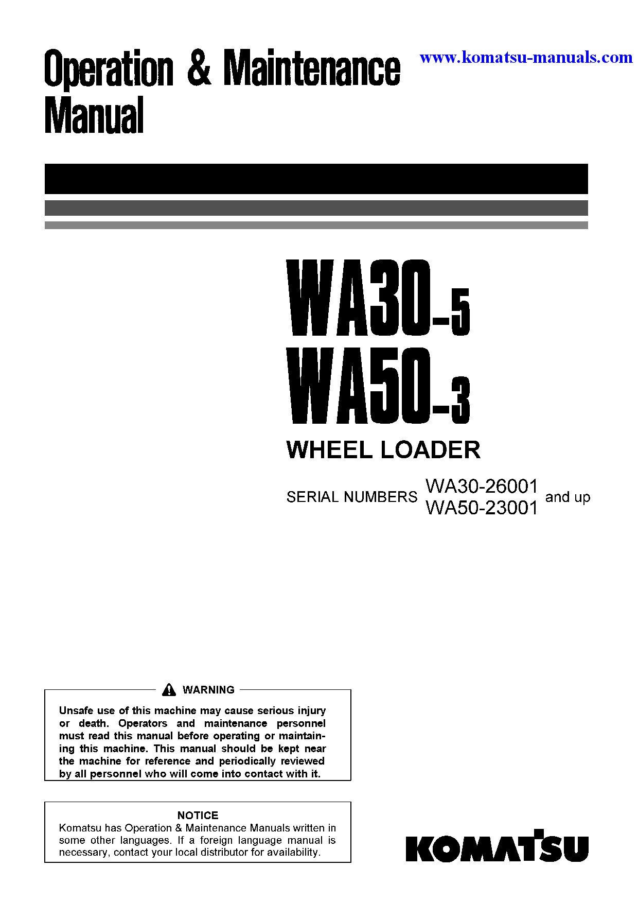 Komatsu wa30-5(jpn) operation and maintenance manuals wheel loaders download Komatsu wa30-5(jpn) operation and maintenance manuals wheel loaders download
