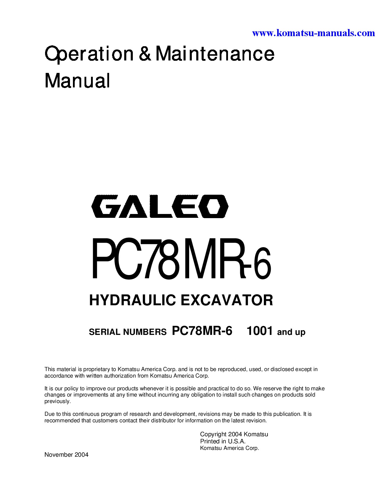 Komatsu pc78mr-6(jpn) operation and maintenance manuals excavators crawler download Komatsu pc78mr-6(jpn) operation and maintenance manuals excavators crawler download