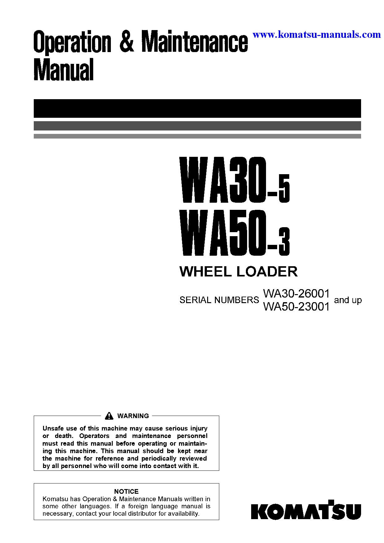 Komatsu wa50-3(jpn) operation and maintenance manuals wheel loaders download Komatsu wa50-3(jpn) operation and maintenance manuals wheel loaders download