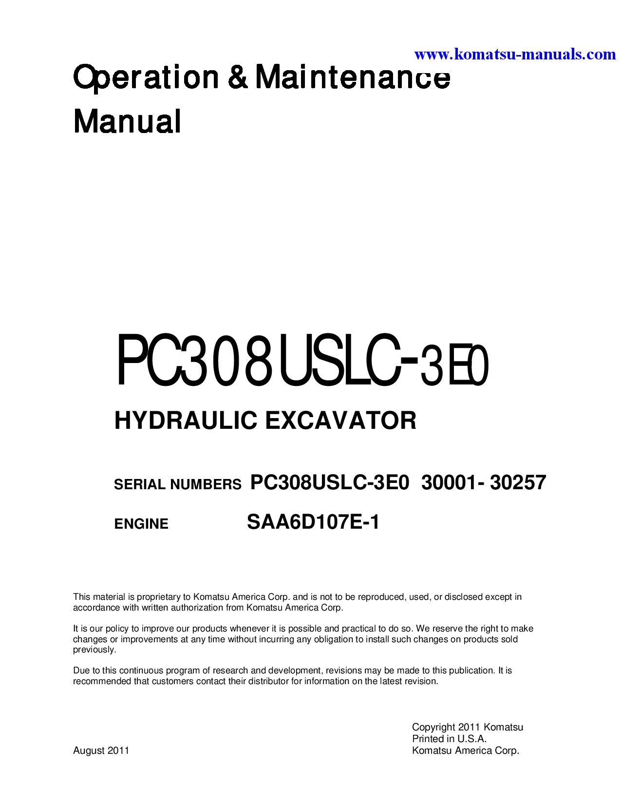Komatsu pc308uslc-3(jpn)-e0 operation and maintenance manuals excavators crawler download Komatsu pc308uslc-3(jpn)-e0 operation and maintenance manuals excavators crawler download