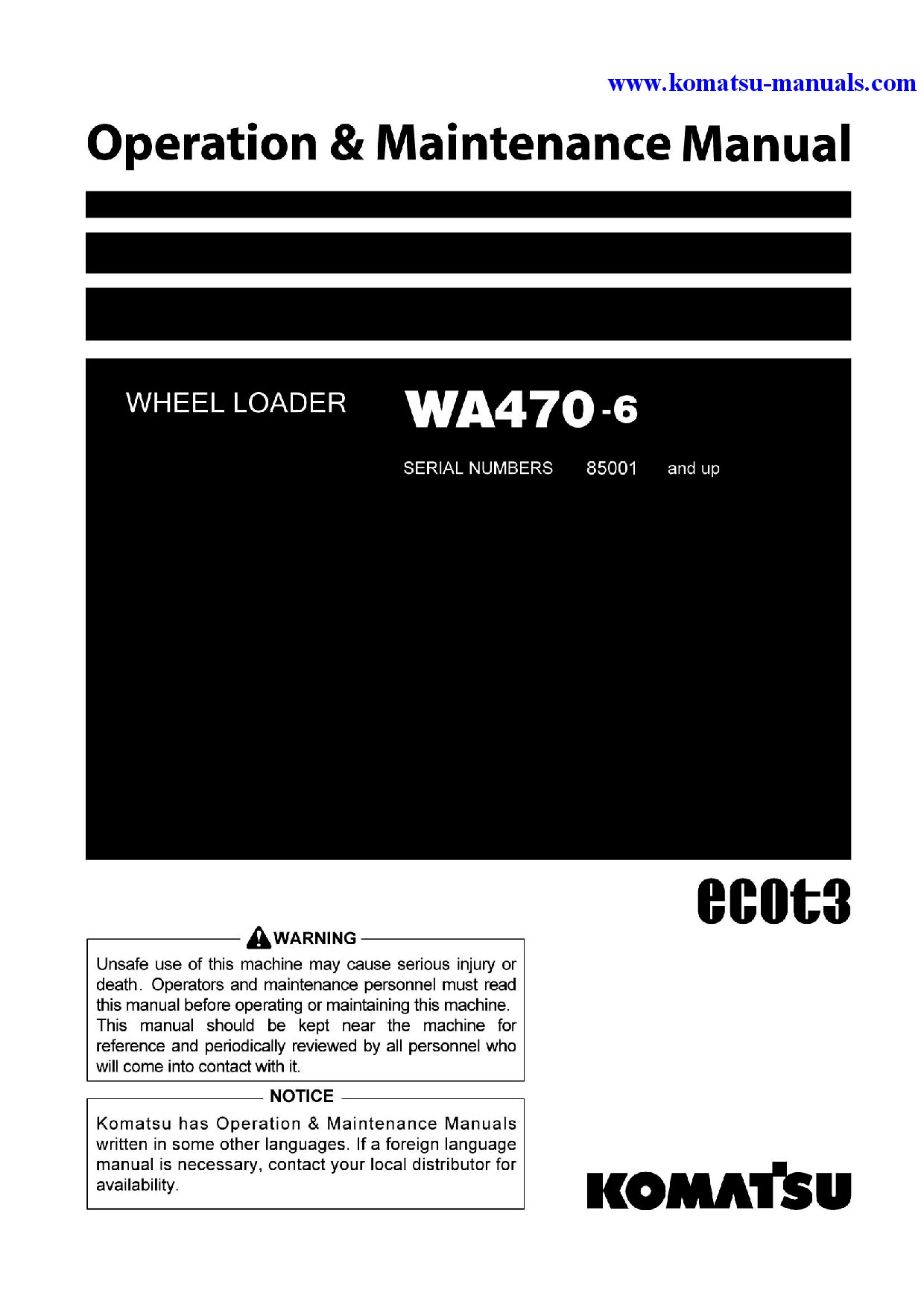 Komatsu wa470-6(jpn) operation and maintenance manuals wheel loaders download Komatsu wa470-6(jpn) operation and maintenance manuals wheel loaders download