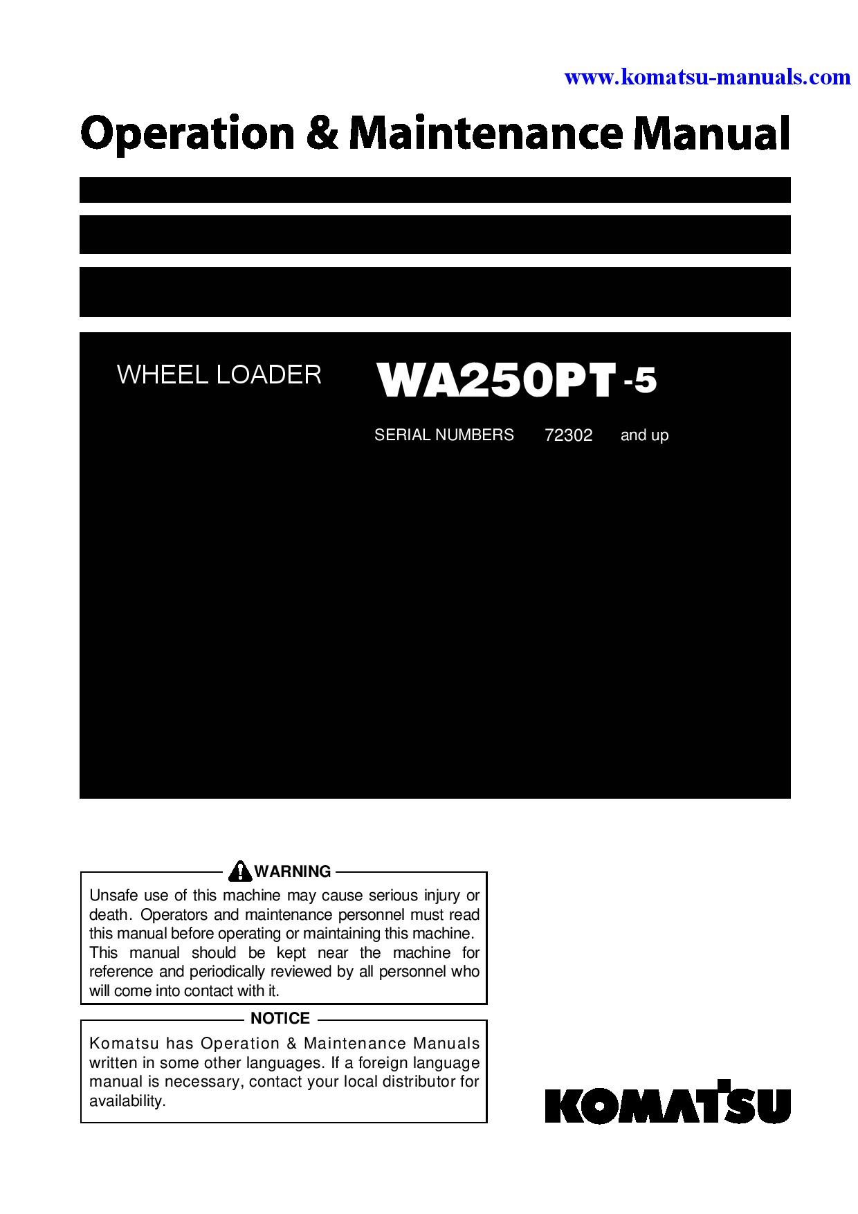Komatsu wa250pt-5(jpn) operation and maintenance manuals wheel loaders download Komatsu wa250pt-5(jpn) operation and maintenance manuals wheel loaders download