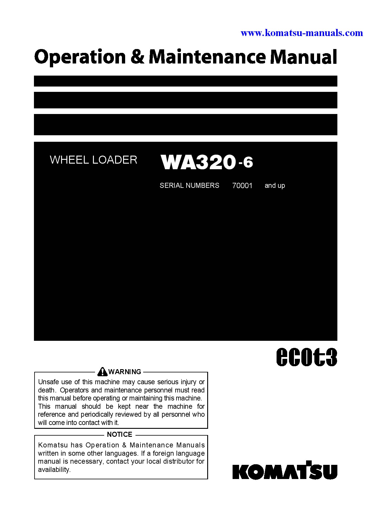 Komatsu wa320-6(jpn) operation and maintenance manuals wheel loaders download Komatsu wa320-6(jpn) operation and maintenance manuals wheel loaders download