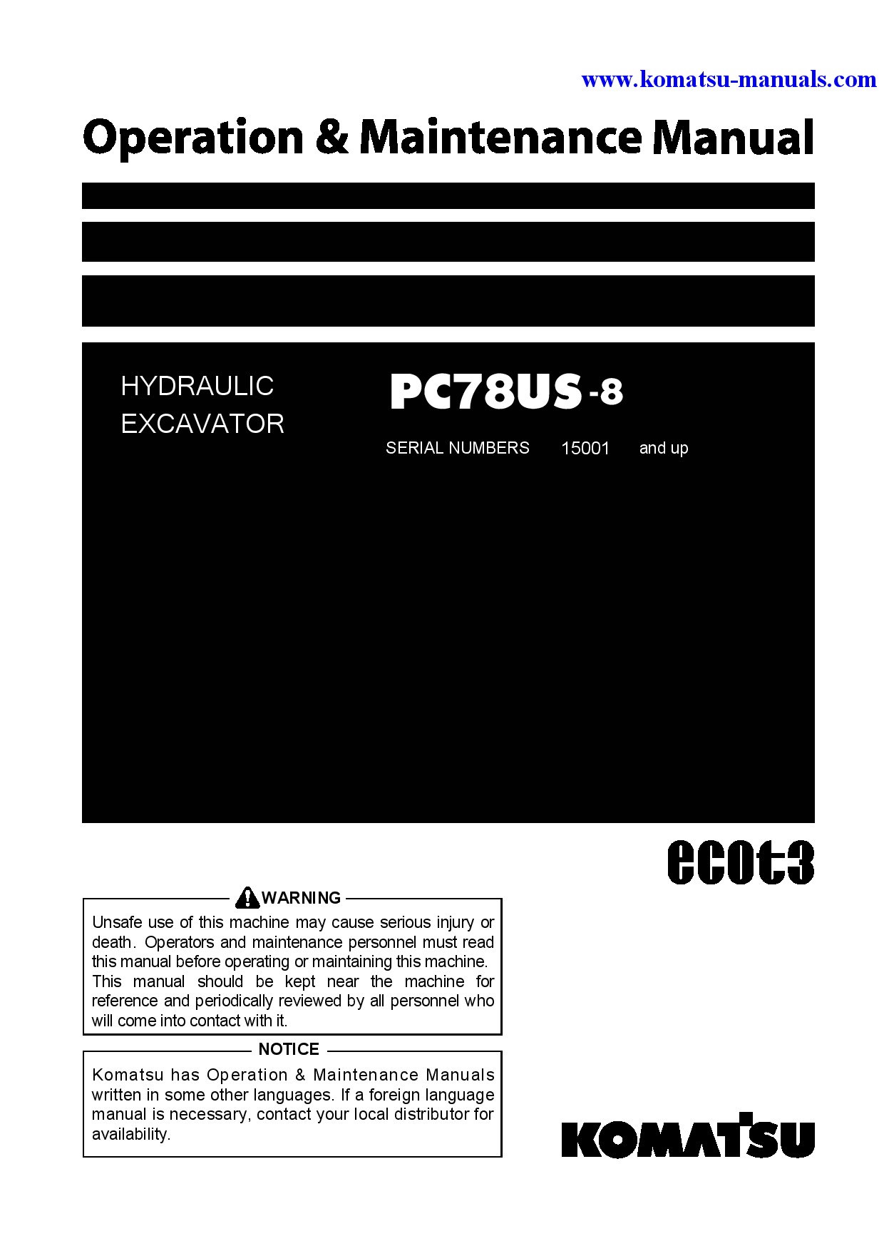 Komatsu pc78us-8(jpn) operation and maintenance manuals excavators crawler download Komatsu pc78us-8(jpn) operation and maintenance manuals excavators crawler download