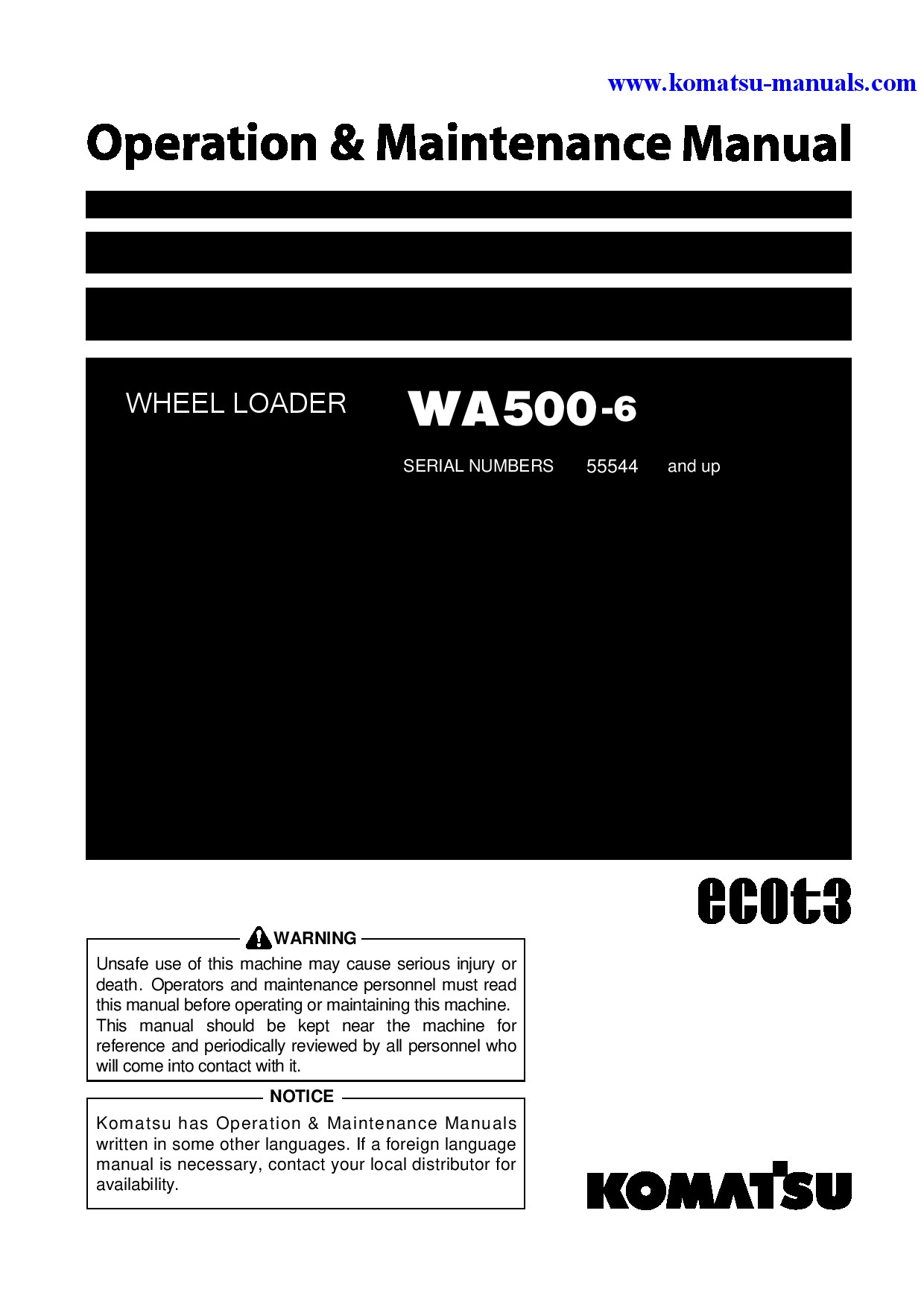 Komatsu wa500-6(jpn) operation and maintenance manuals wheel loaders download Komatsu wa500-6(jpn) operation and maintenance manuals wheel loaders download