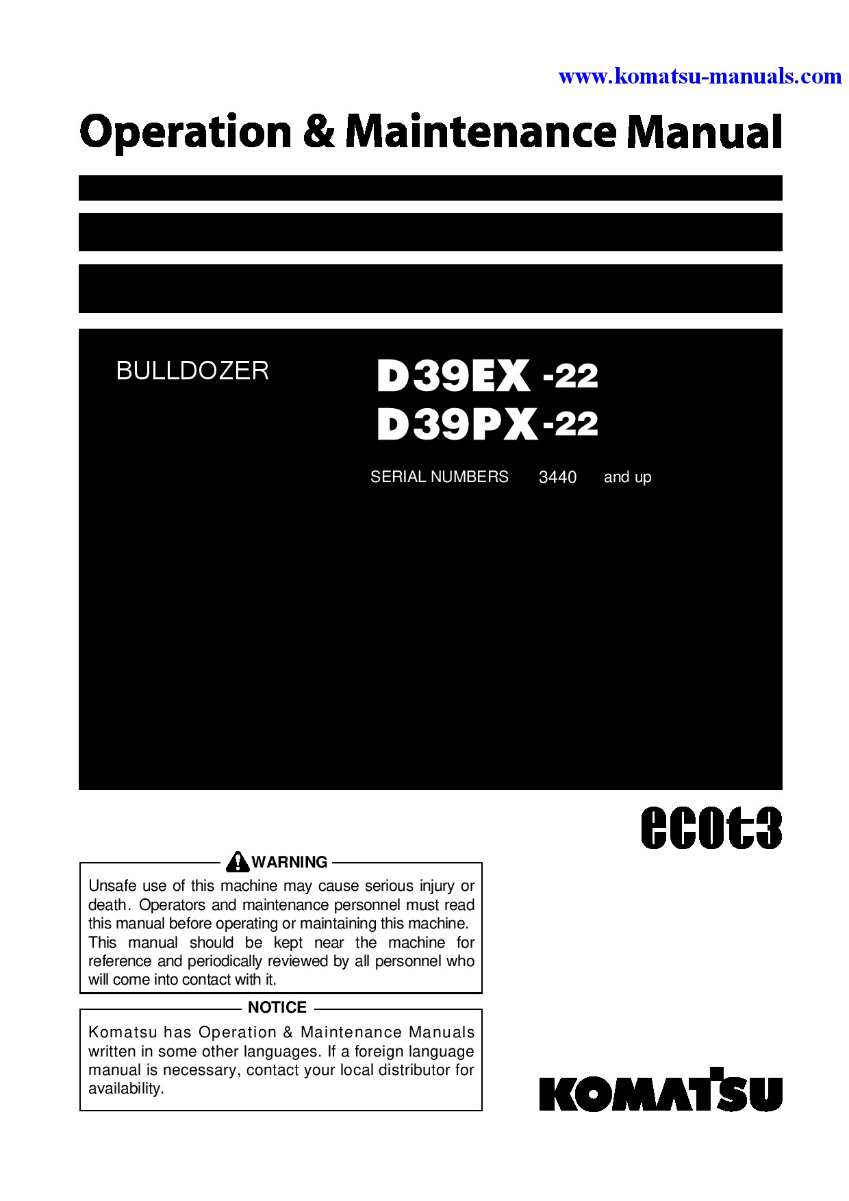 Komatsu d39px-22(jpn) operation and maintenance manuals bulldozers download Komatsu d39px-22(jpn) operation and maintenance manuals bulldozers download