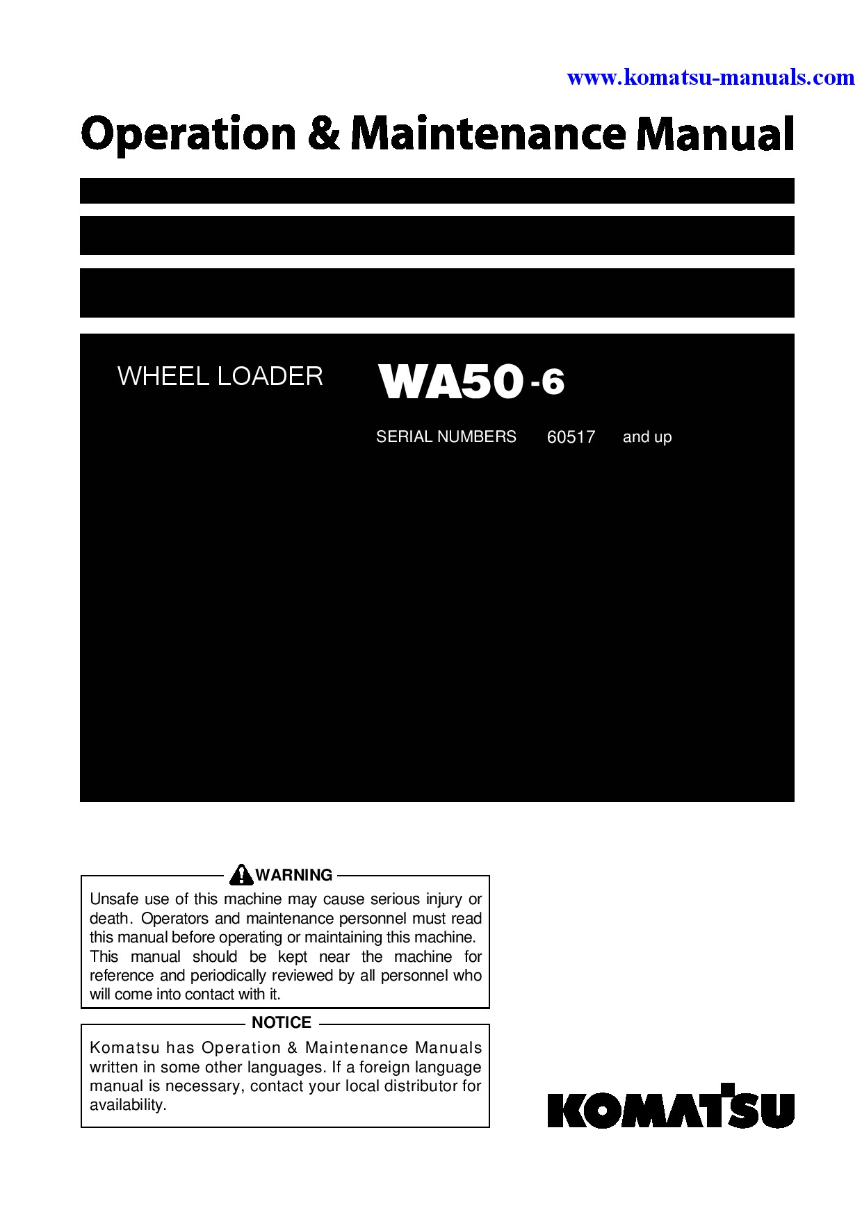 Komatsu wa50-6(jpn) operation and maintenance manuals wheel loaders download Komatsu wa50-6(jpn) operation and maintenance manuals wheel loaders download