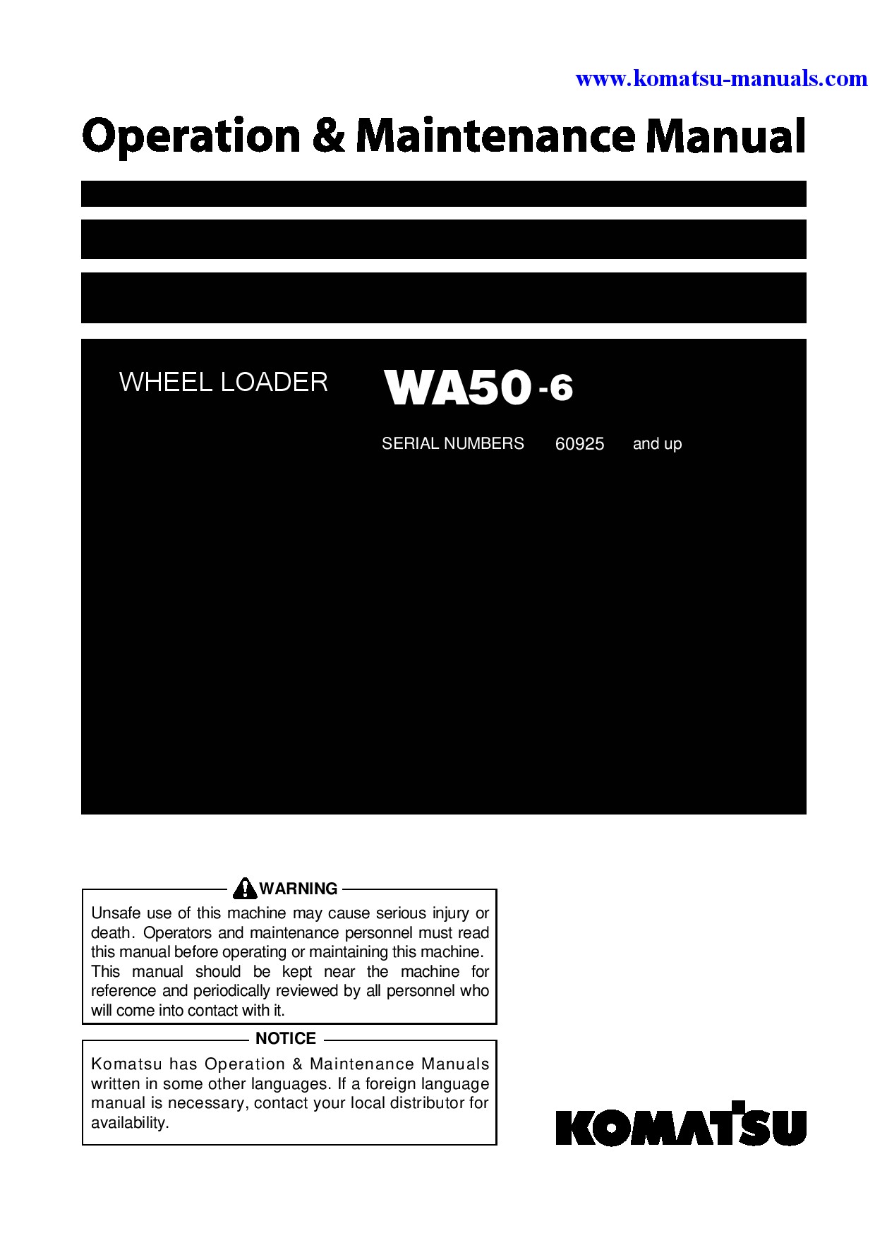 Komatsu wa50-6(jpn) operation and maintenance manuals wheel loaders download Komatsu wa50-6(jpn) operation and maintenance manuals wheel loaders download