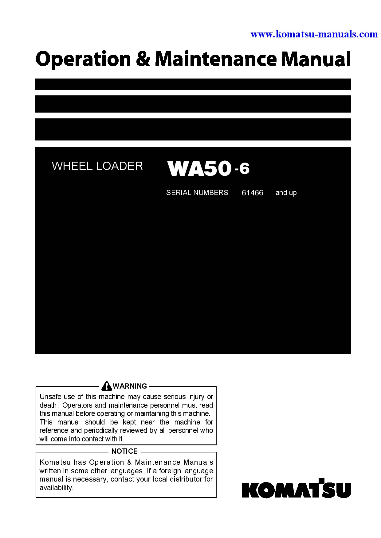 Komatsu wa50-6(jpn) operation and maintenance manuals wheel loaders download Komatsu wa50-6(jpn) operation and maintenance manuals wheel loaders download