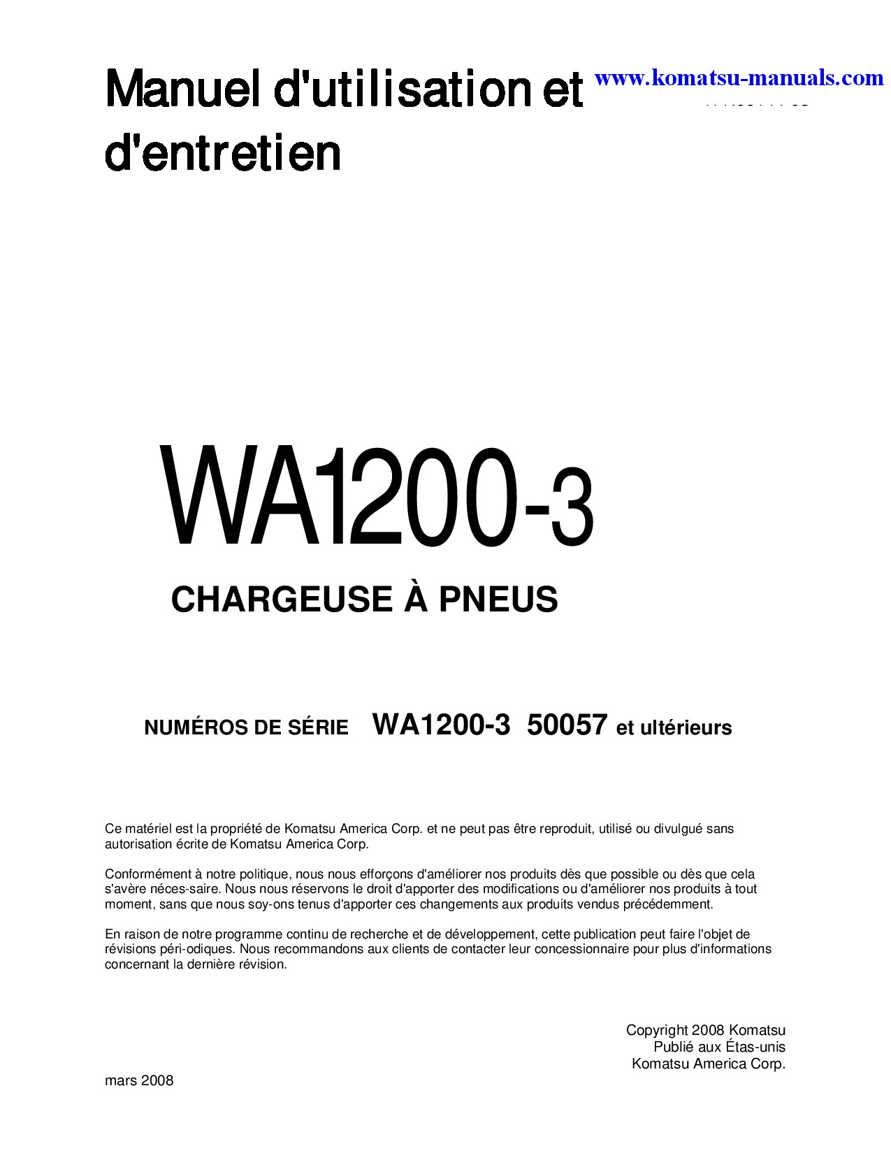 Komatsu wa1200-3(jpn) operation and maintenance manuals wheel loaders download Komatsu wa1200-3(jpn) operation and maintenance manuals wheel loaders download