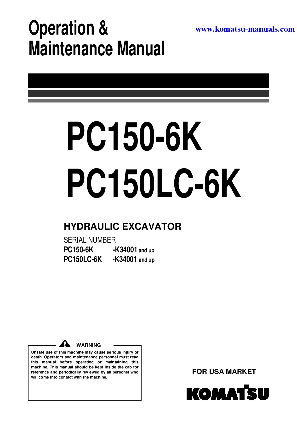 Komatsu pc150-6(gbr)-k operation and maintenance manuals excavators crawler download Komatsu pc150-6(gbr)-k operation and maintenance manuals excavators crawler download