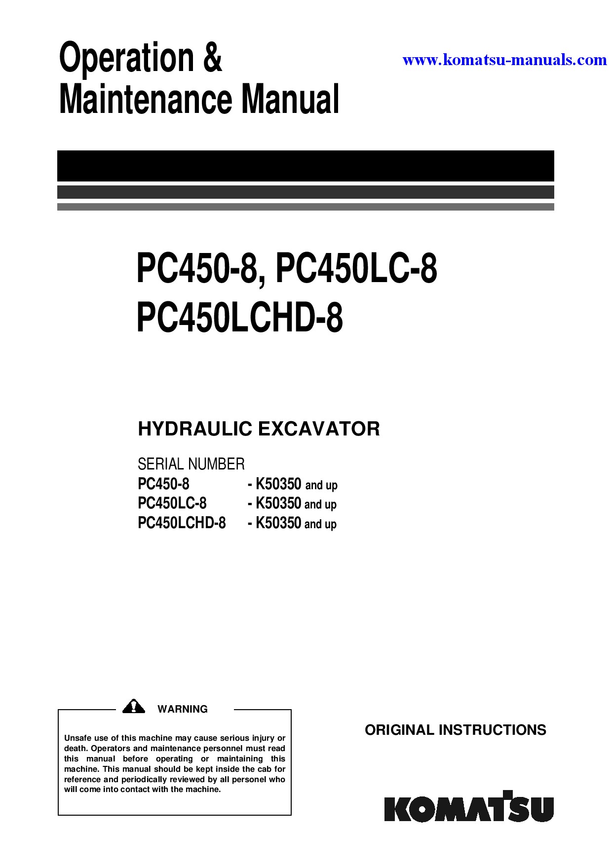 Komatsu pc450-8(gbr) operation and maintenance manuals excavators crawler download Komatsu pc450-8(gbr) operation and maintenance manuals excavators crawler download