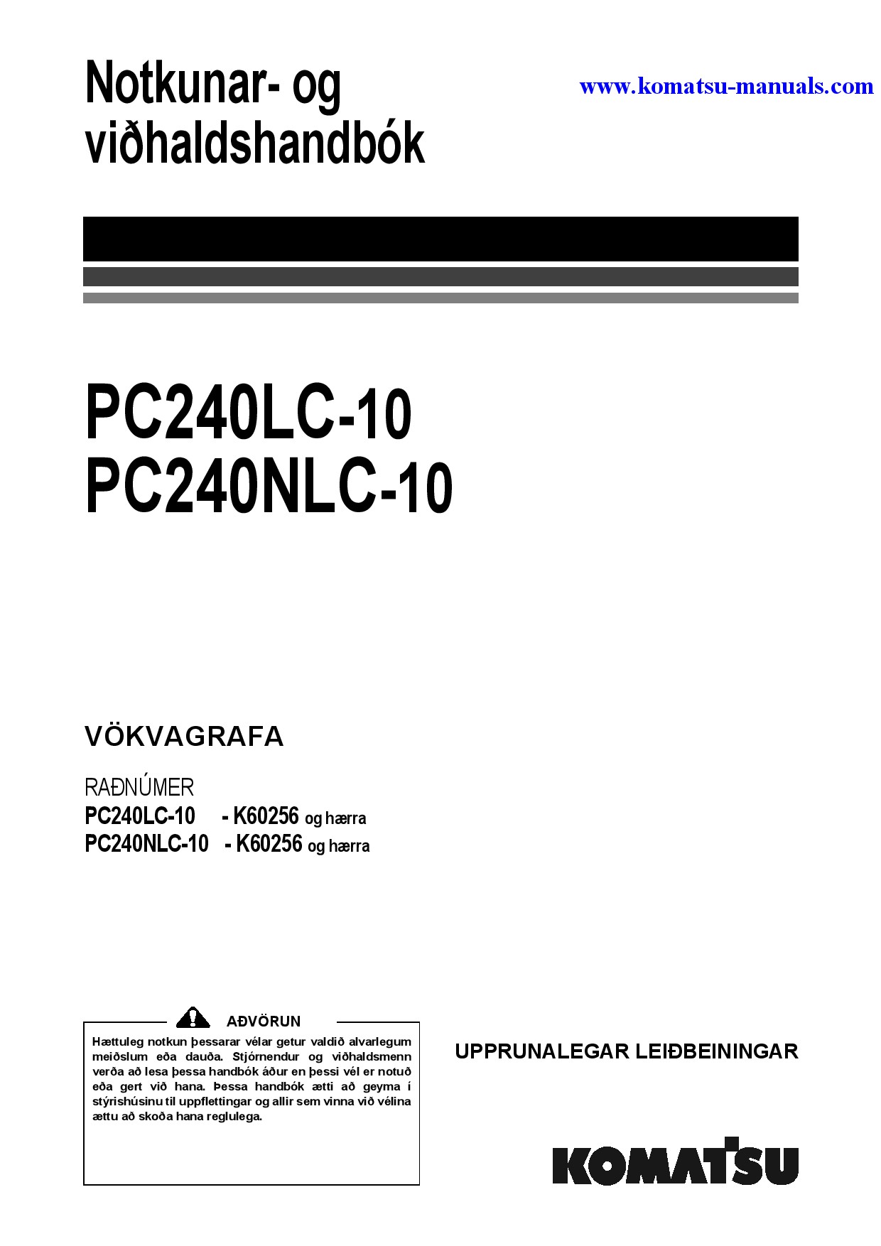 Komatsu pc240lc-10(gbr) operation and maintenance manuals excavators crawler download Komatsu pc240lc-10(gbr) operation and maintenance manuals excavators crawler download