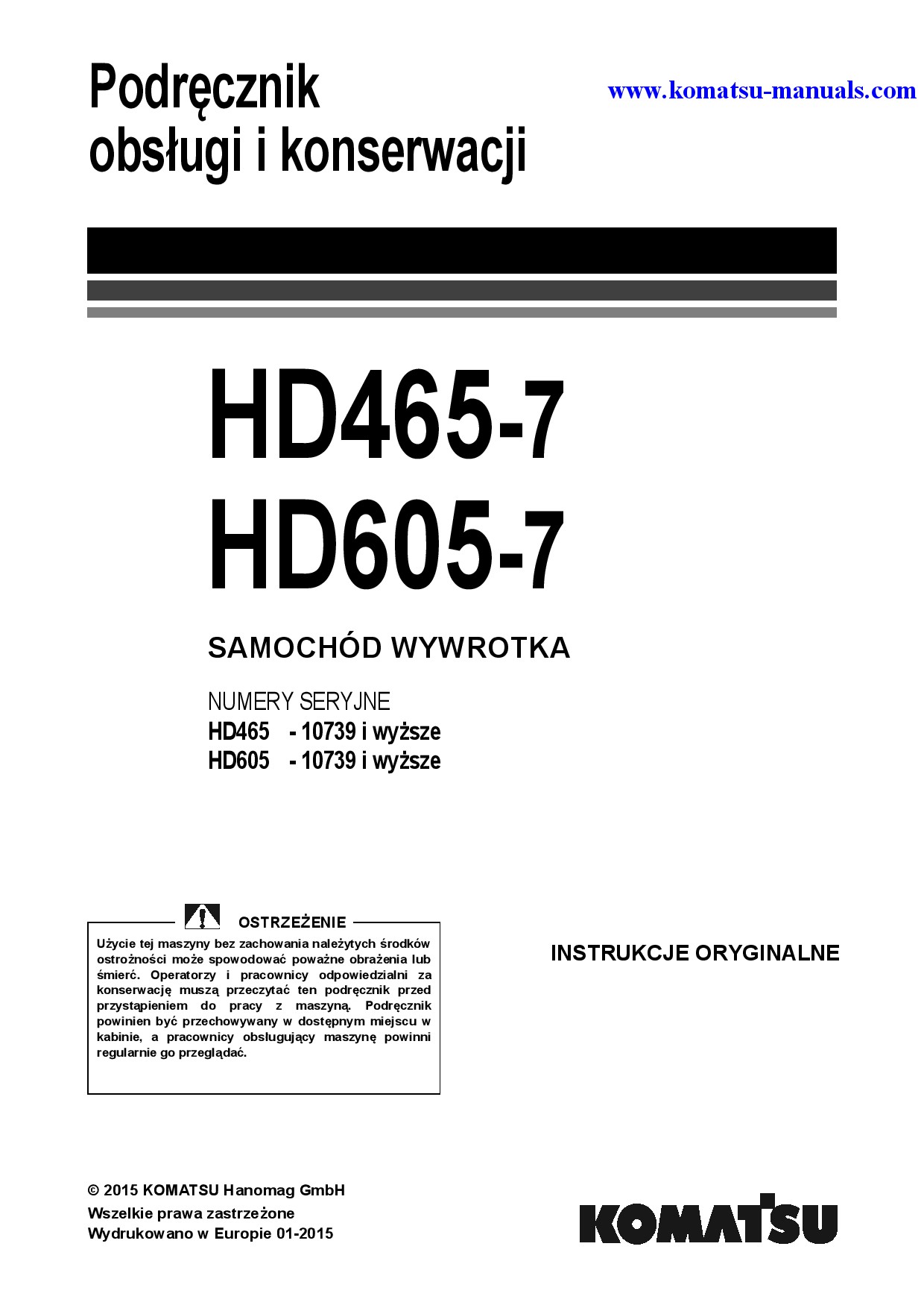 Komatsu hd465-7(deu)-tier3 operation and maintenance manuals dumptrucks rigid download Komatsu hd465-7(deu)-tier3 operation and maintenance manuals dumptrucks rigid download