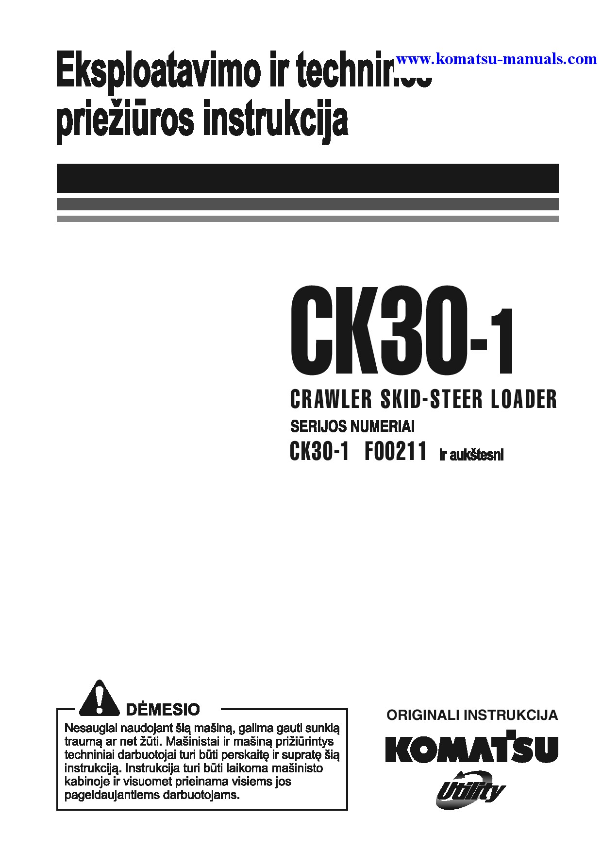 Komatsu ck30-1(ita) operation and maintenance manuals skid steer loaders download Komatsu ck30-1(ita) operation and maintenance manuals skid steer loaders download