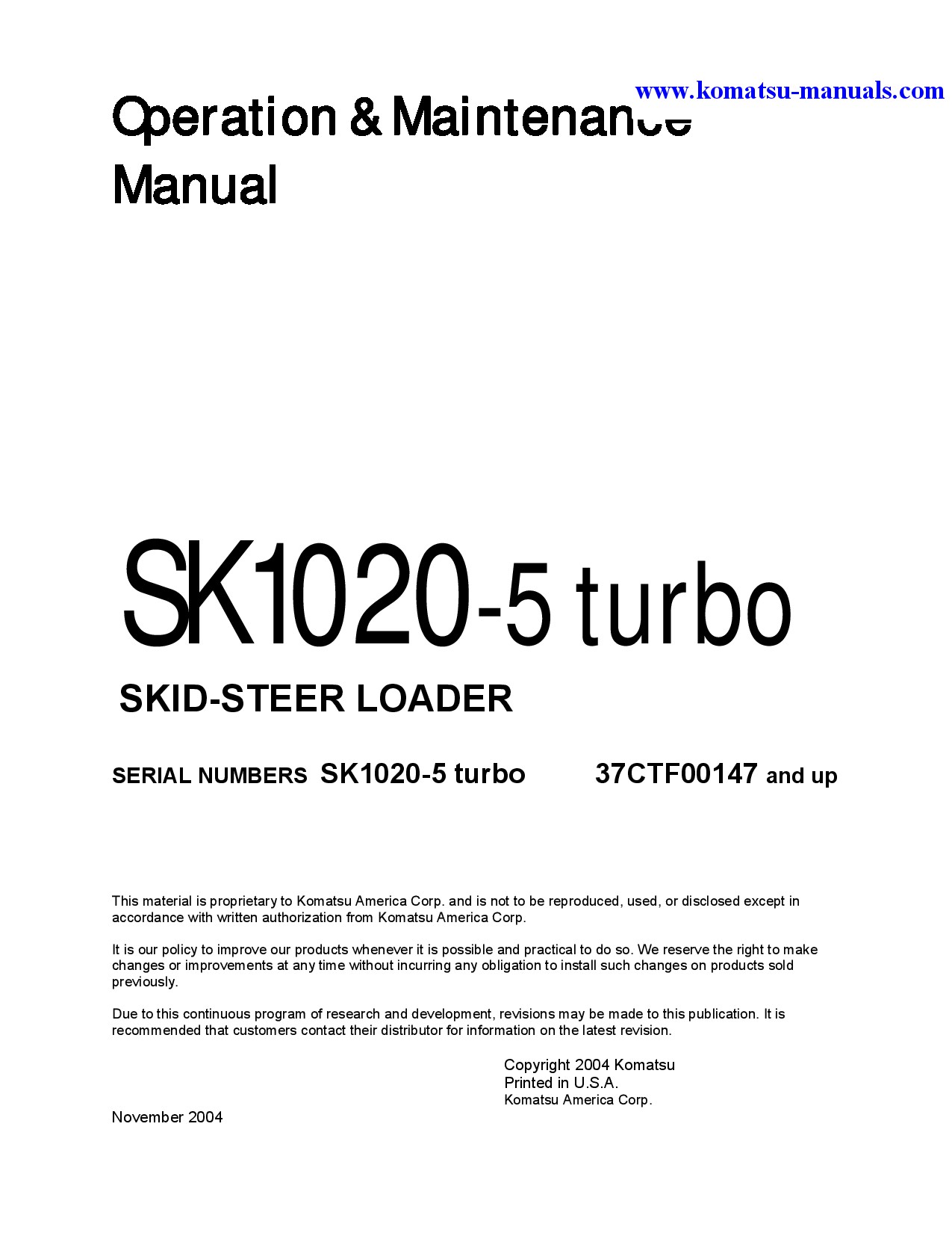 Komatsu sk1020-5(ita)-turbo operation and maintenance manuals engines download Komatsu sk1020-5(ita)-turbo operation and maintenance manuals engines download