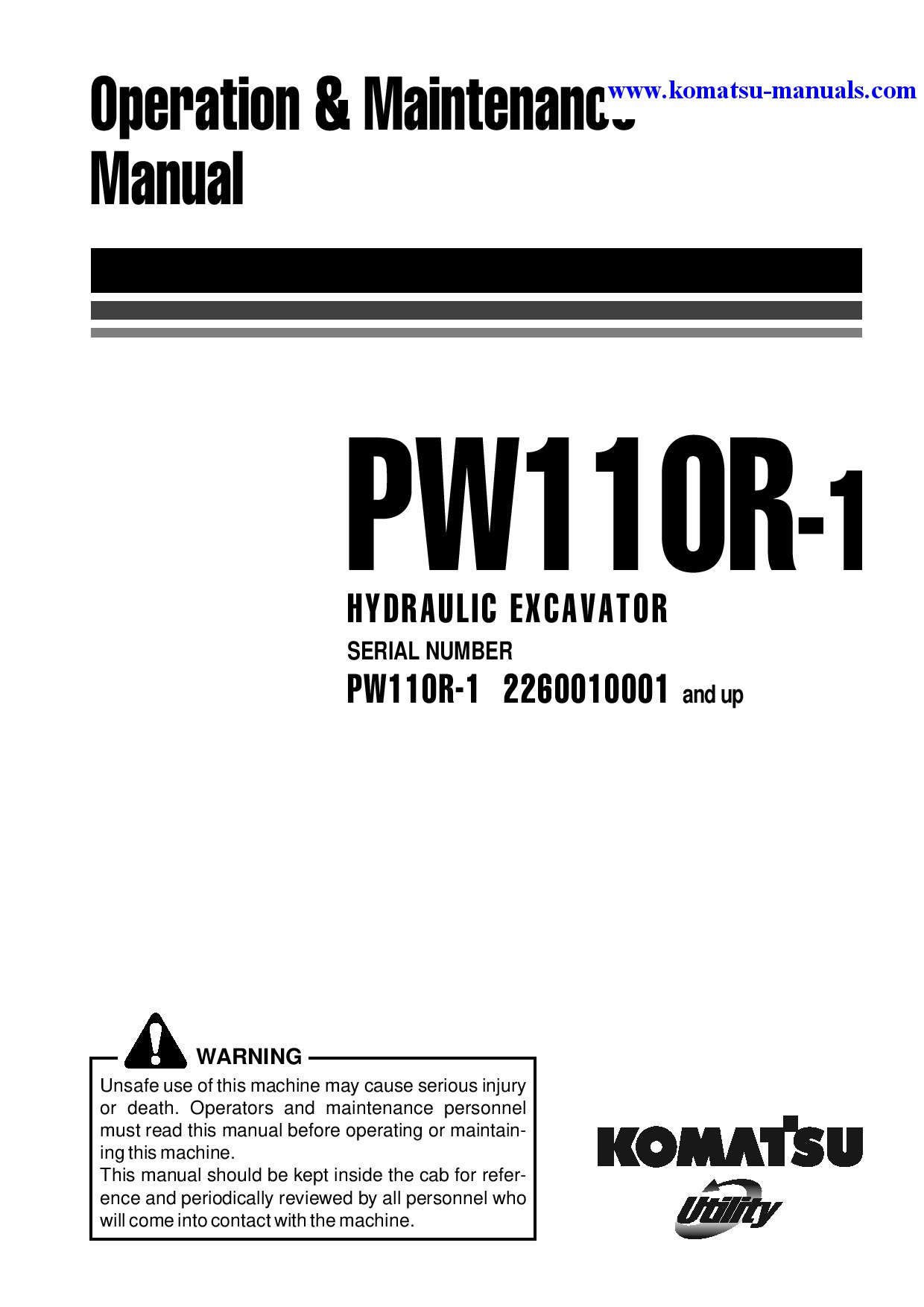 Komatsu pw110r-1(ita) operation and maintenance manuals excavators wheeled download Komatsu pw110r-1(ita) operation and maintenance manuals excavators wheeled download