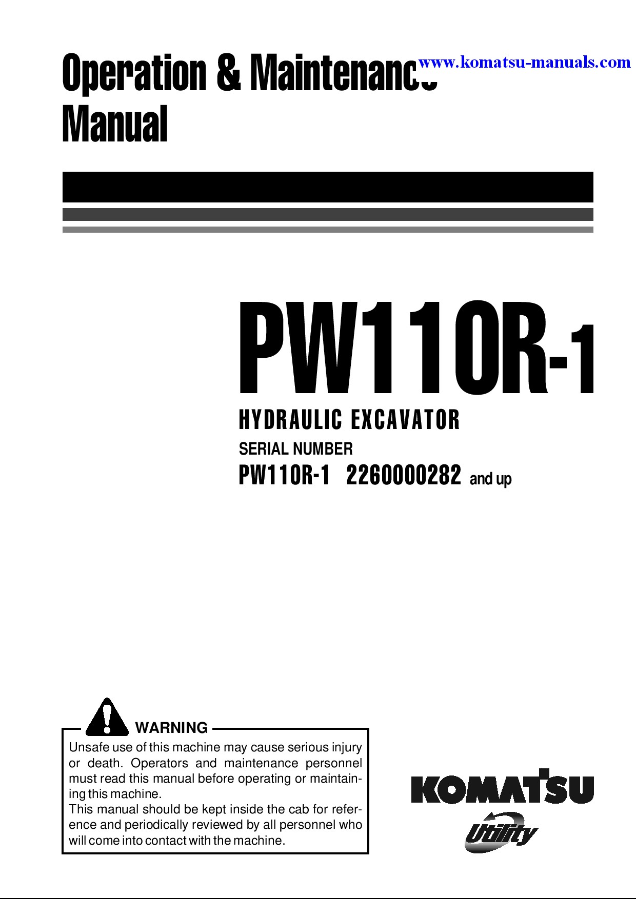 Komatsu pw110r-1(ita) operation and maintenance manuals excavators wheeled download Komatsu pw110r-1(ita) operation and maintenance manuals excavators wheeled download