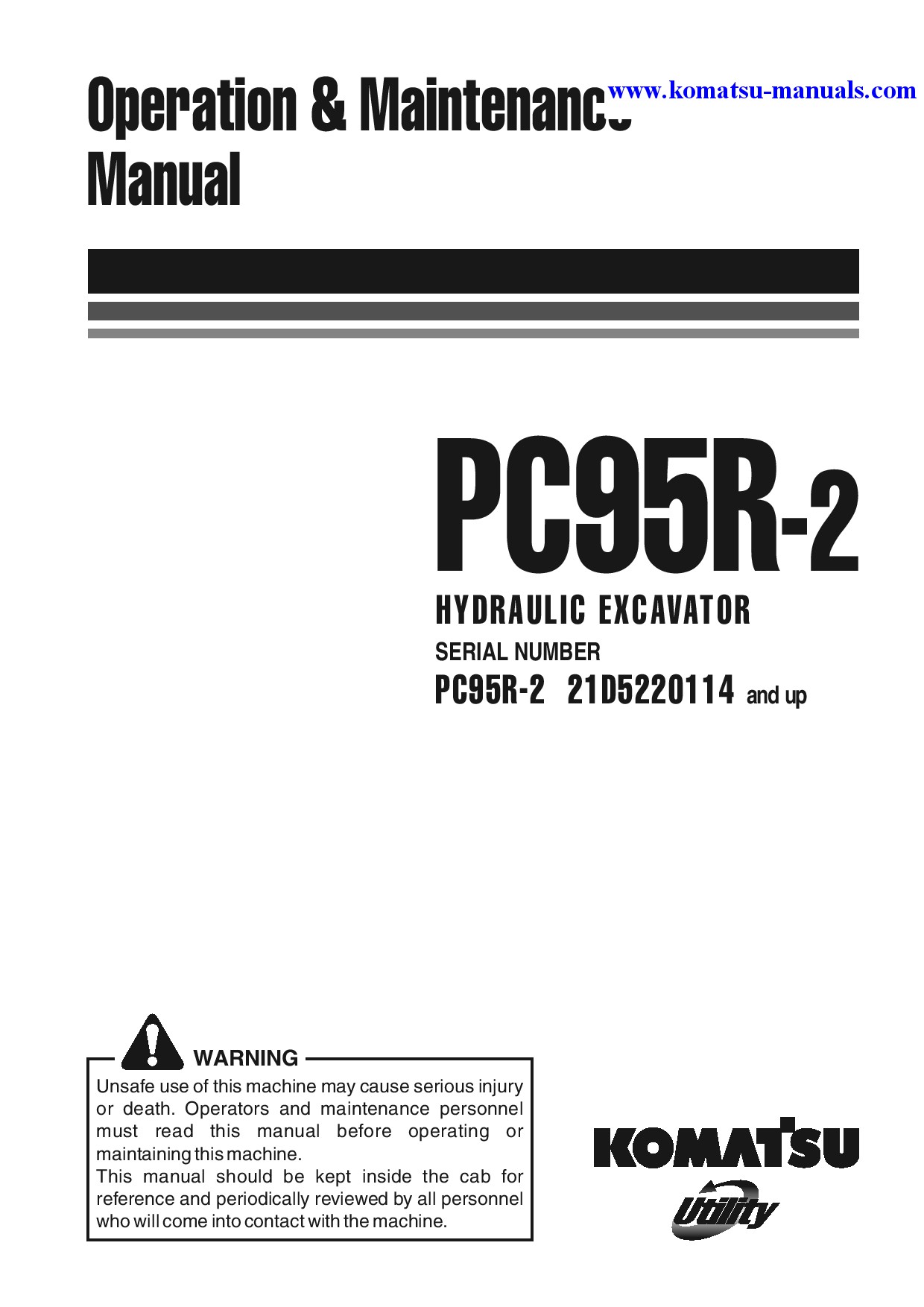 Komatsu pc95r-2(ita) operation and maintenance manuals excavators crawler download Komatsu pc95r-2(ita) operation and maintenance manuals excavators crawler download