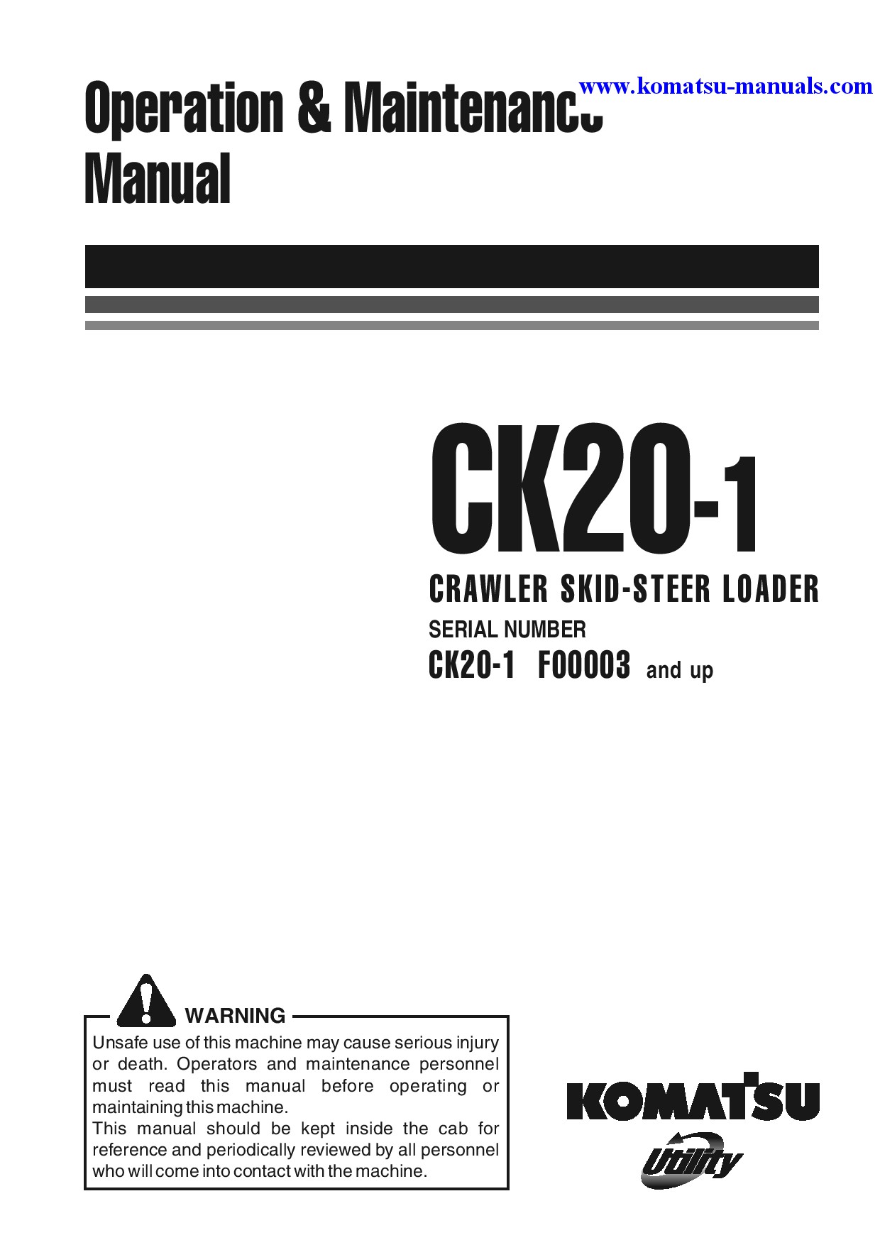 Komatsu ck20-1(ita) operation and maintenance manuals skid steer loaders download Komatsu ck20-1(ita) operation and maintenance manuals skid steer loaders download