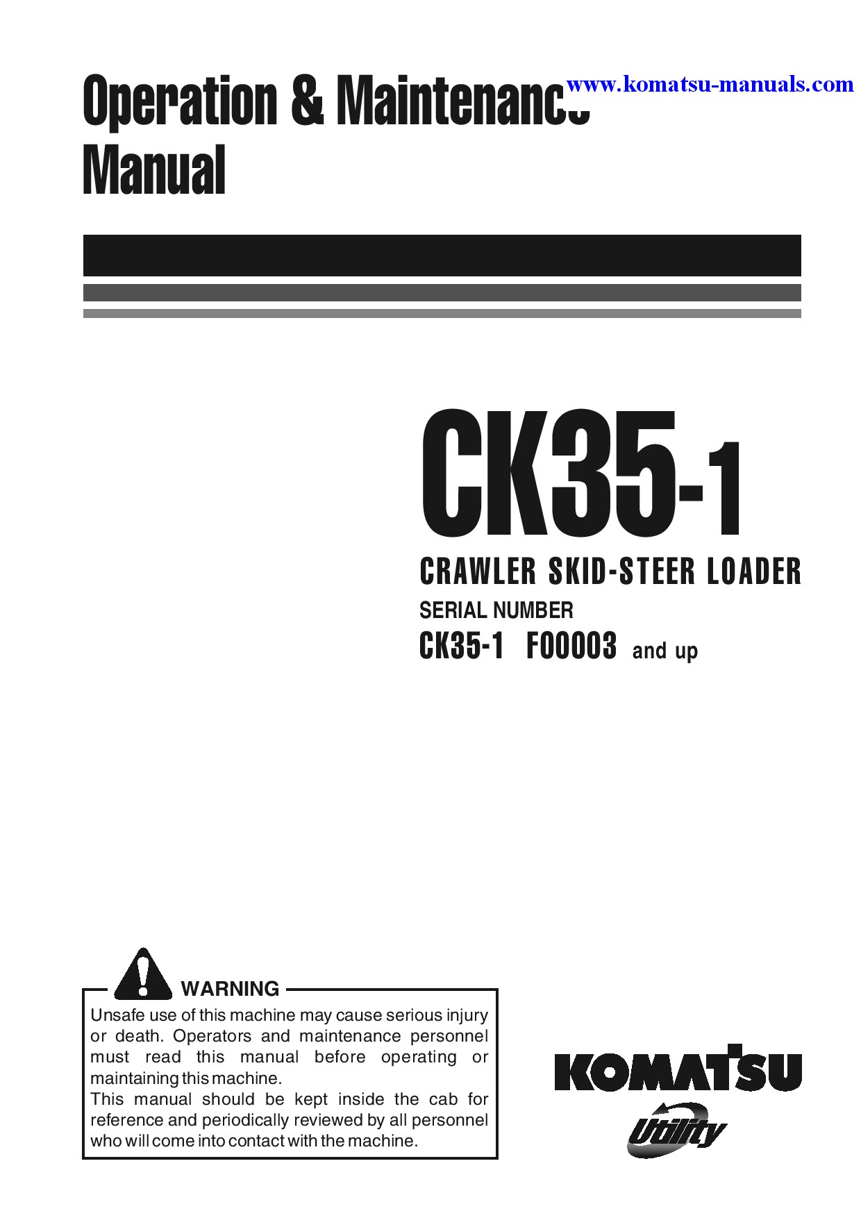 Komatsu ck35-1(ita) operation and maintenance manuals skid steer loaders download Komatsu ck35-1(ita) operation and maintenance manuals skid steer loaders download