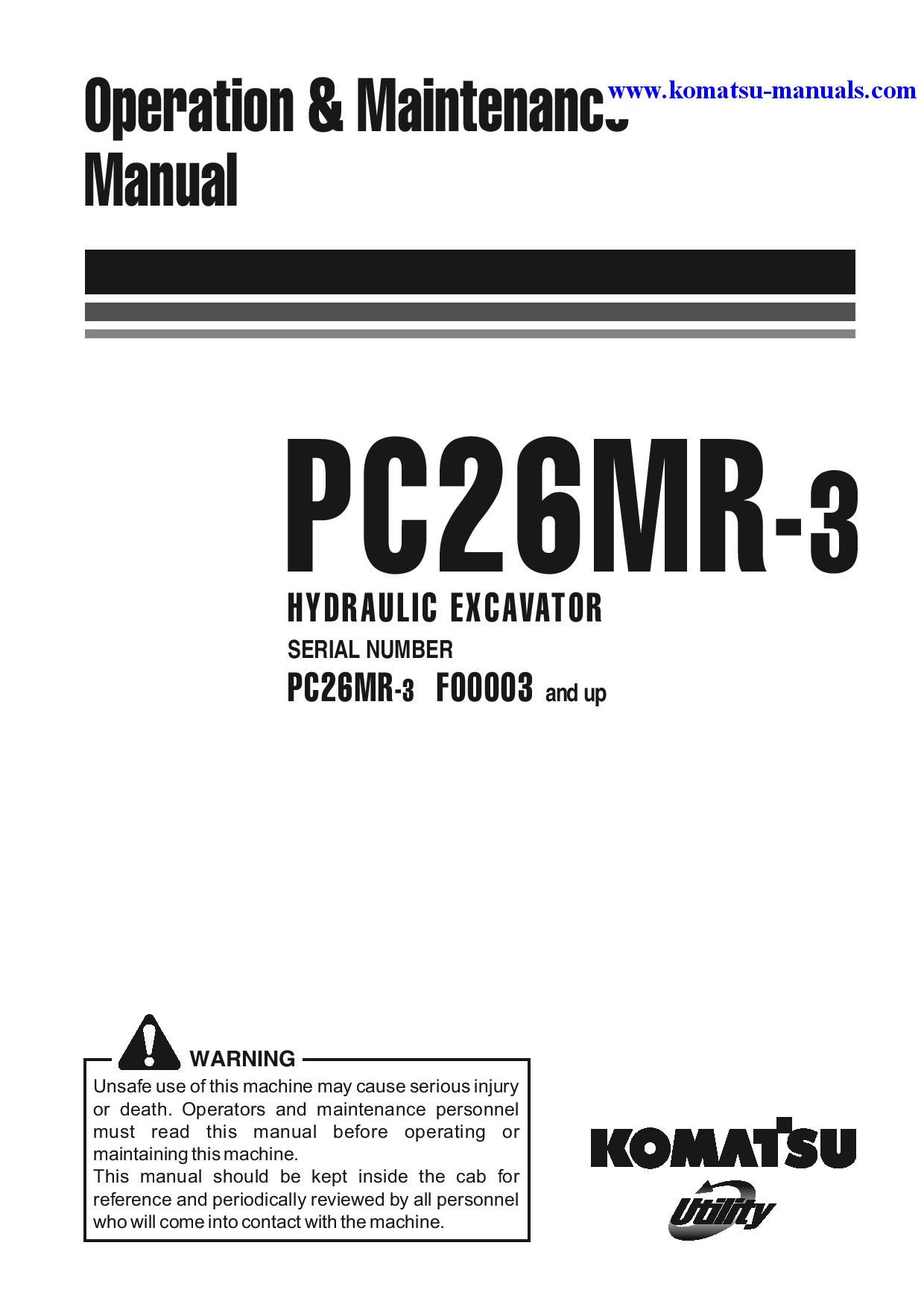 Komatsu pc26mr-3(ita) operation and maintenance manuals excavators crawler download Komatsu pc26mr-3(ita) operation and maintenance manuals excavators crawler download
