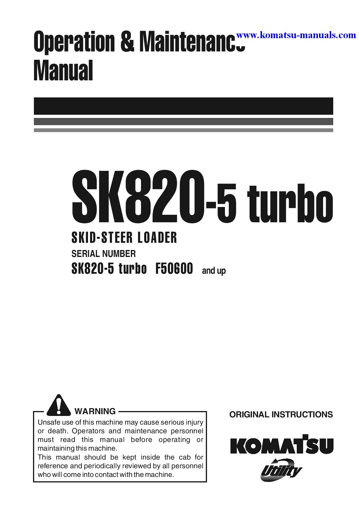 Komatsu sk820-5(ita)-turbo operation and maintenance manuals skid steer loaders download Komatsu sk820-5(ita)-turbo operation and maintenance manuals skid steer loaders download