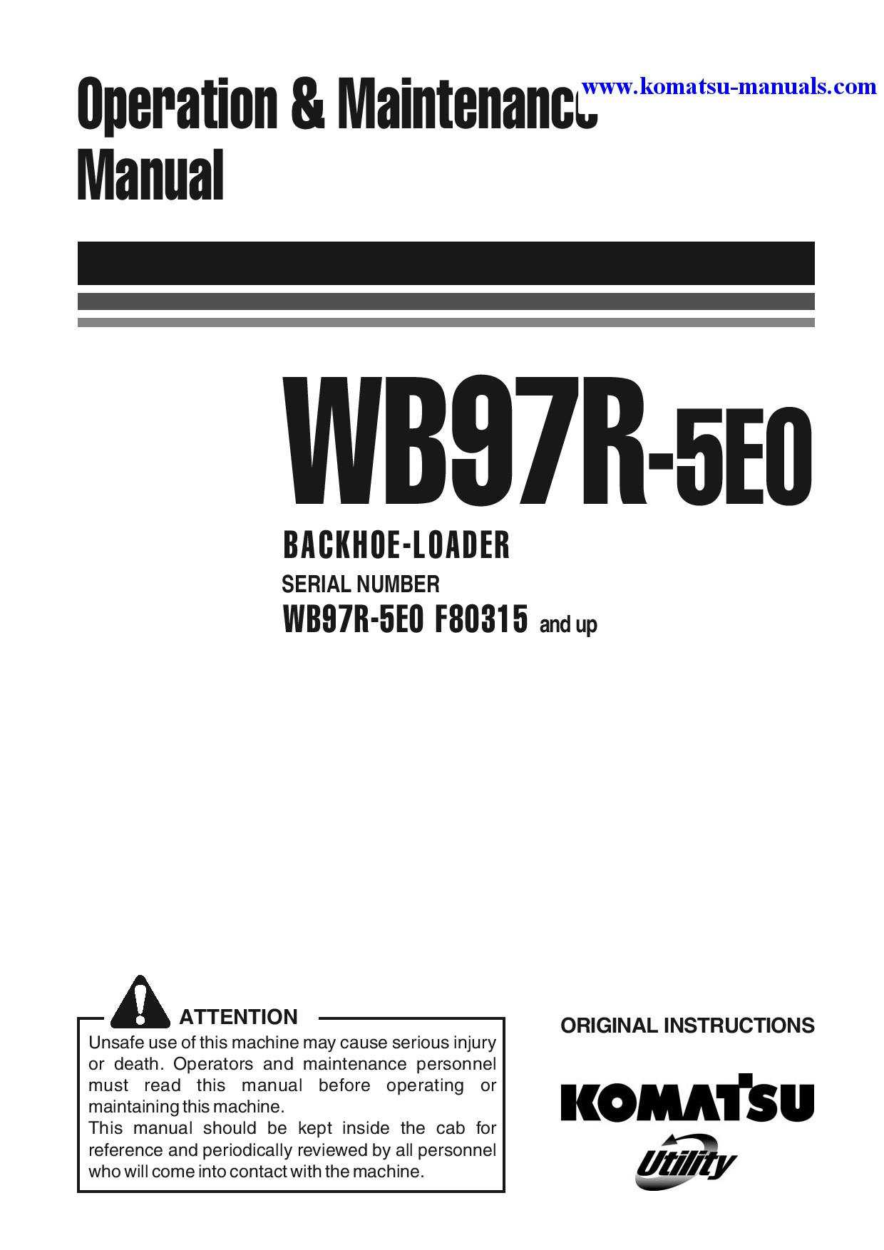 Komatsu wb97r-5(ita)-tier 3 operation and maintenance manuals backhoe loaders download Komatsu wb97r-5(ita)-tier 3 operation and maintenance manuals backhoe loaders download