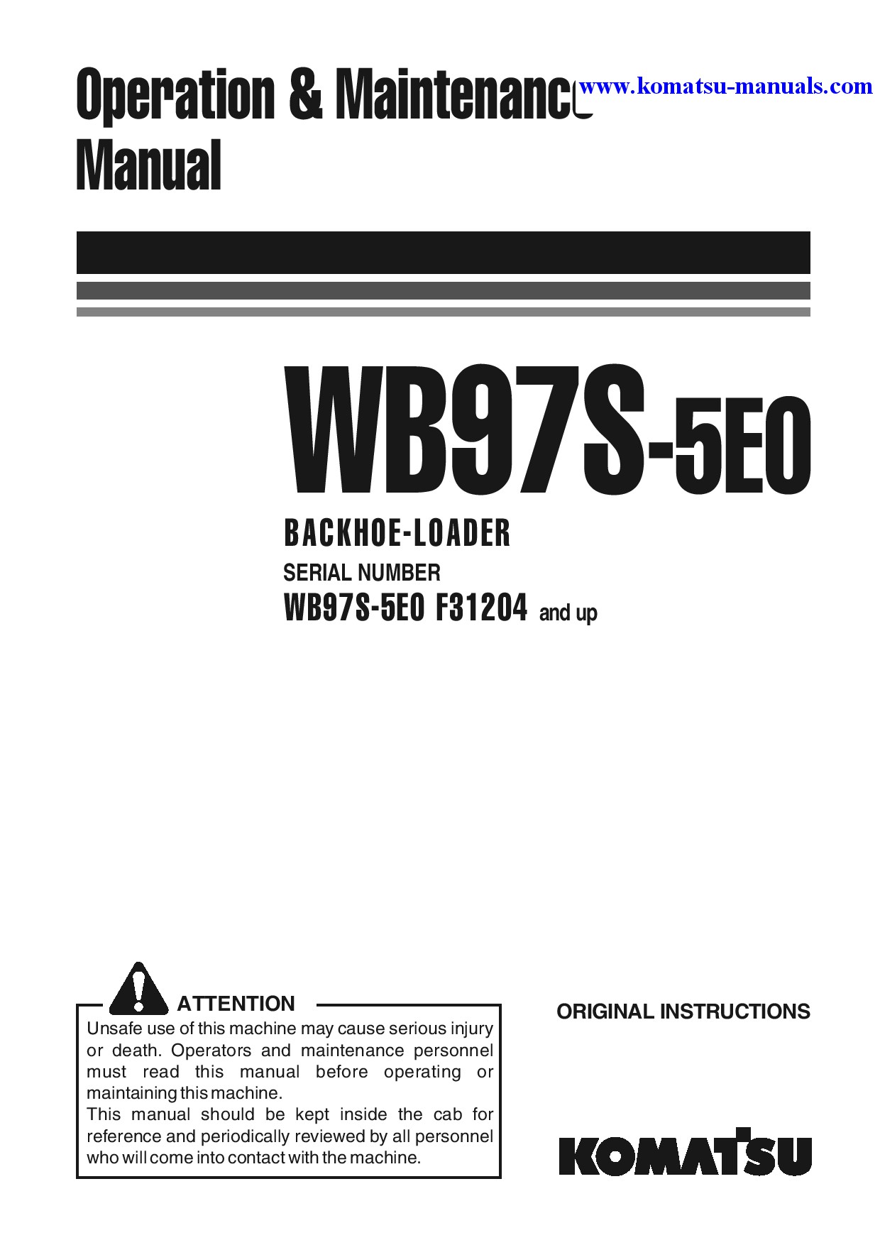 Komatsu wb97s-5(ita)-tier 3 operation and maintenance manuals backhoe loaders download Komatsu wb97s-5(ita)-tier 3 operation and maintenance manuals backhoe loaders download