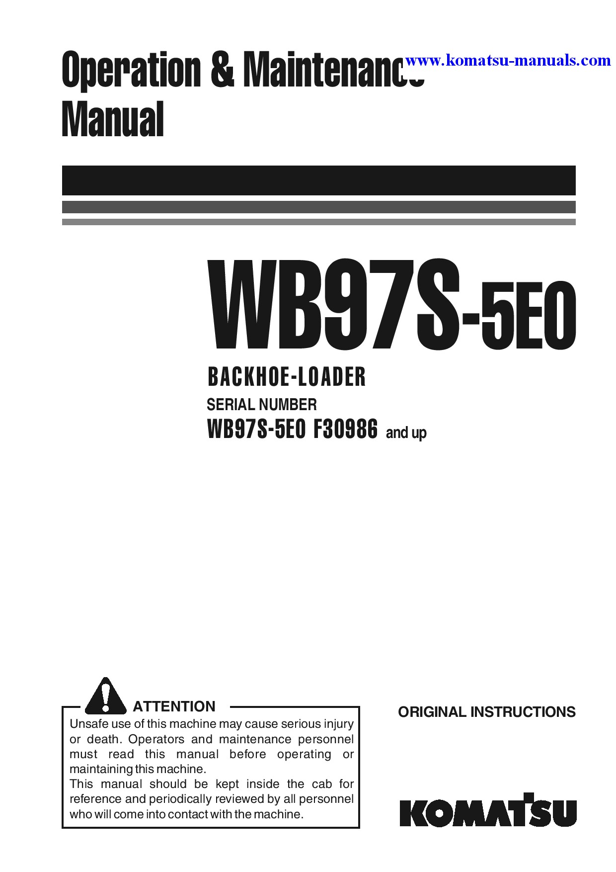 Komatsu wb97s-5(ita)-tier 3 operation and maintenance manuals backhoe loaders download Komatsu wb97s-5(ita)-tier 3 operation and maintenance manuals backhoe loaders download
