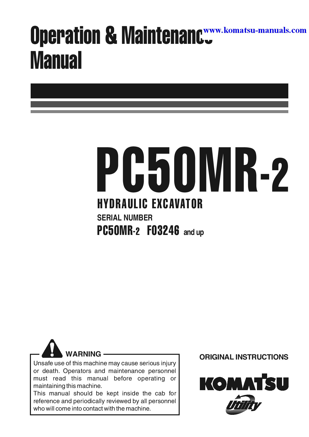 Komatsu pc50mr-2(ita) operation and maintenance manuals excavators crawler download Komatsu pc50mr-2(ita) operation and maintenance manuals excavators crawler download