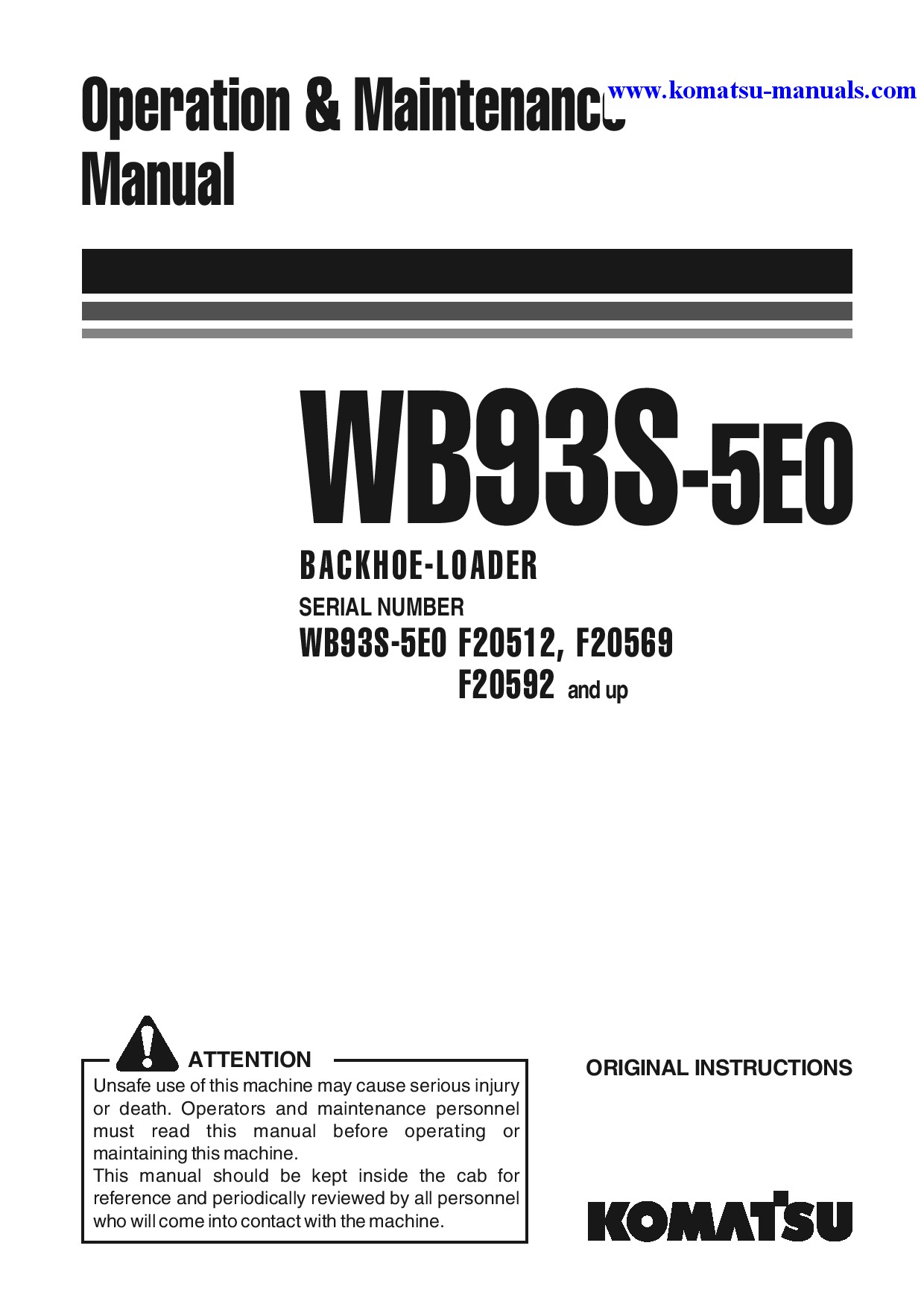 Komatsu wb93s-5(ita)-tier 3 operation and maintenance manuals backhoe loaders download Komatsu wb93s-5(ita)-tier 3 operation and maintenance manuals backhoe loaders download
