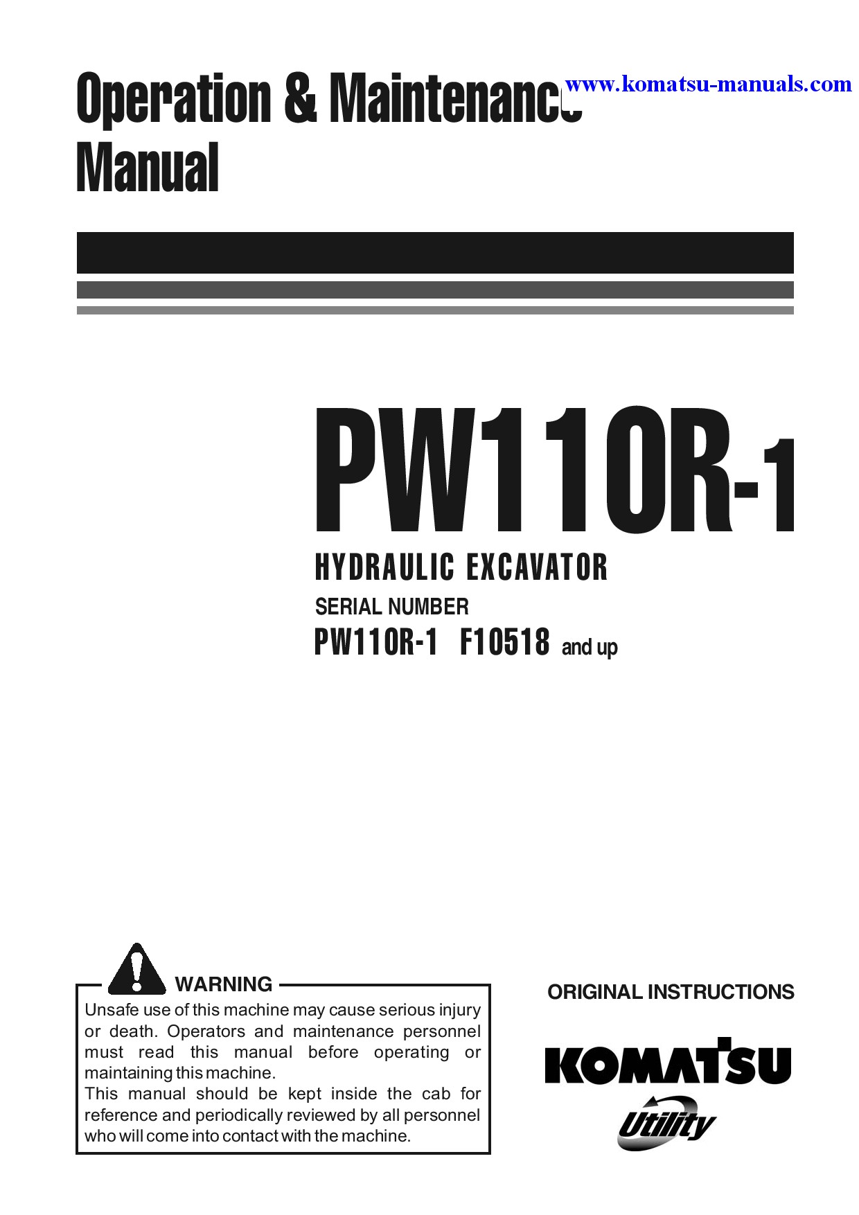 Komatsu pw110r-1(ita) operation and maintenance manuals excavators wheeled download Komatsu pw110r-1(ita) operation and maintenance manuals excavators wheeled download