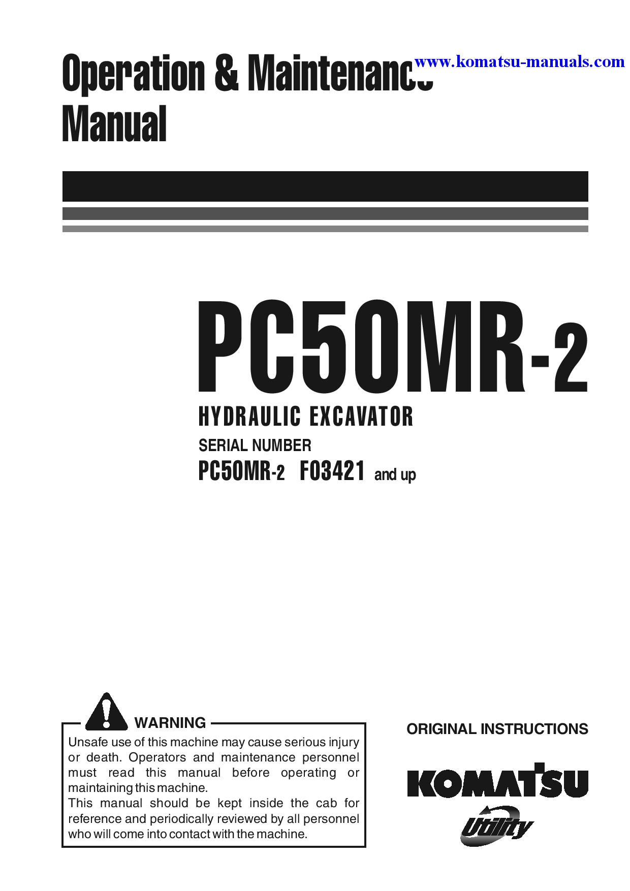 Komatsu pc50mr-2(ita) operation and maintenance manuals excavators crawler download Komatsu pc50mr-2(ita) operation and maintenance manuals excavators crawler download