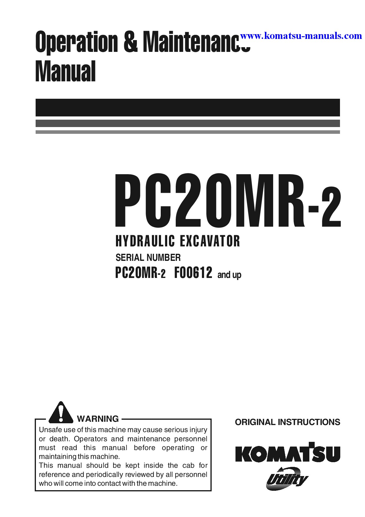 Komatsu pc20mr-2(ita) operation and maintenance manuals excavators crawler download Komatsu pc20mr-2(ita) operation and maintenance manuals excavators crawler download