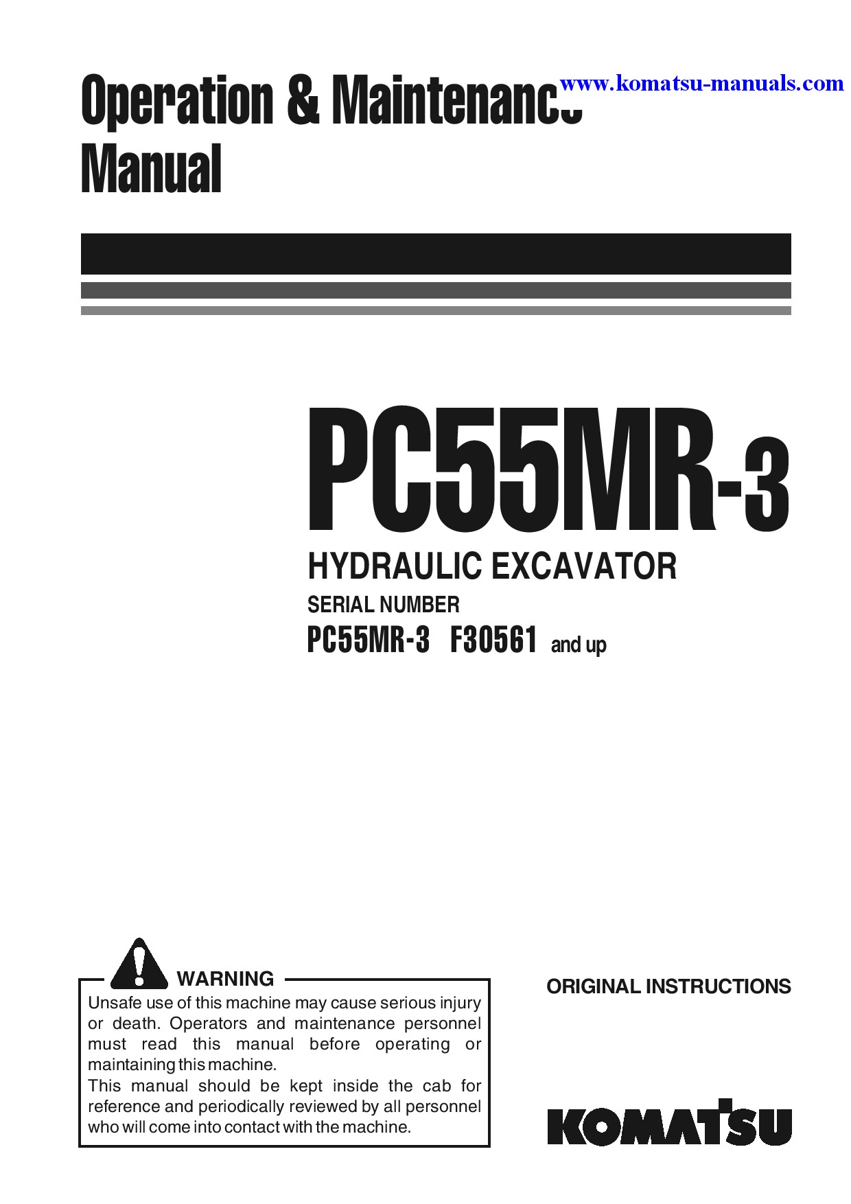 Komatsu pc55mr-3(ita) operation and maintenance manuals excavators crawler download Komatsu pc55mr-3(ita) operation and maintenance manuals excavators crawler download