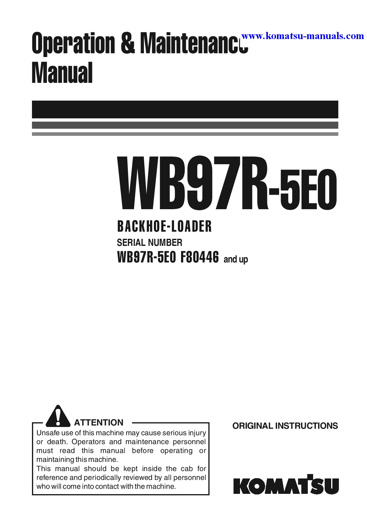 Komatsu wb97r-5(ita)-tier 3 operation and maintenance manuals backhoe loaders download Komatsu wb97r-5(ita)-tier 3 operation and maintenance manuals backhoe loaders download