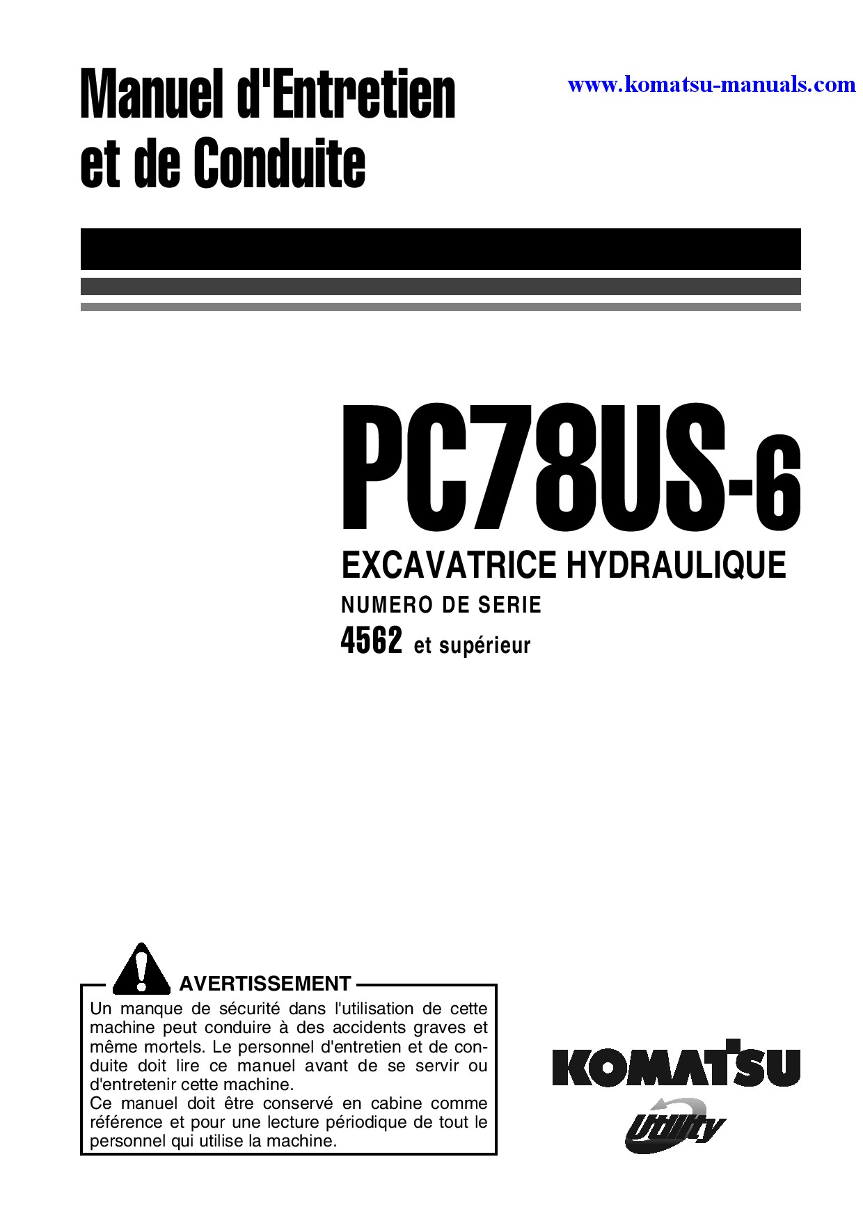 Komatsu pc78us-6(ita) operation and maintenance manuals excavators crawler download Komatsu pc78us-6(ita) operation and maintenance manuals excavators crawler download