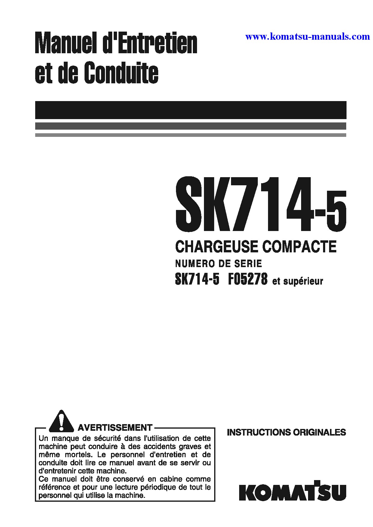 Komatsu sk714-5(ita)-/ operation and maintenance manuals skid steer loaders download Komatsu sk714-5(ita)-/ operation and maintenance manuals skid steer loaders download