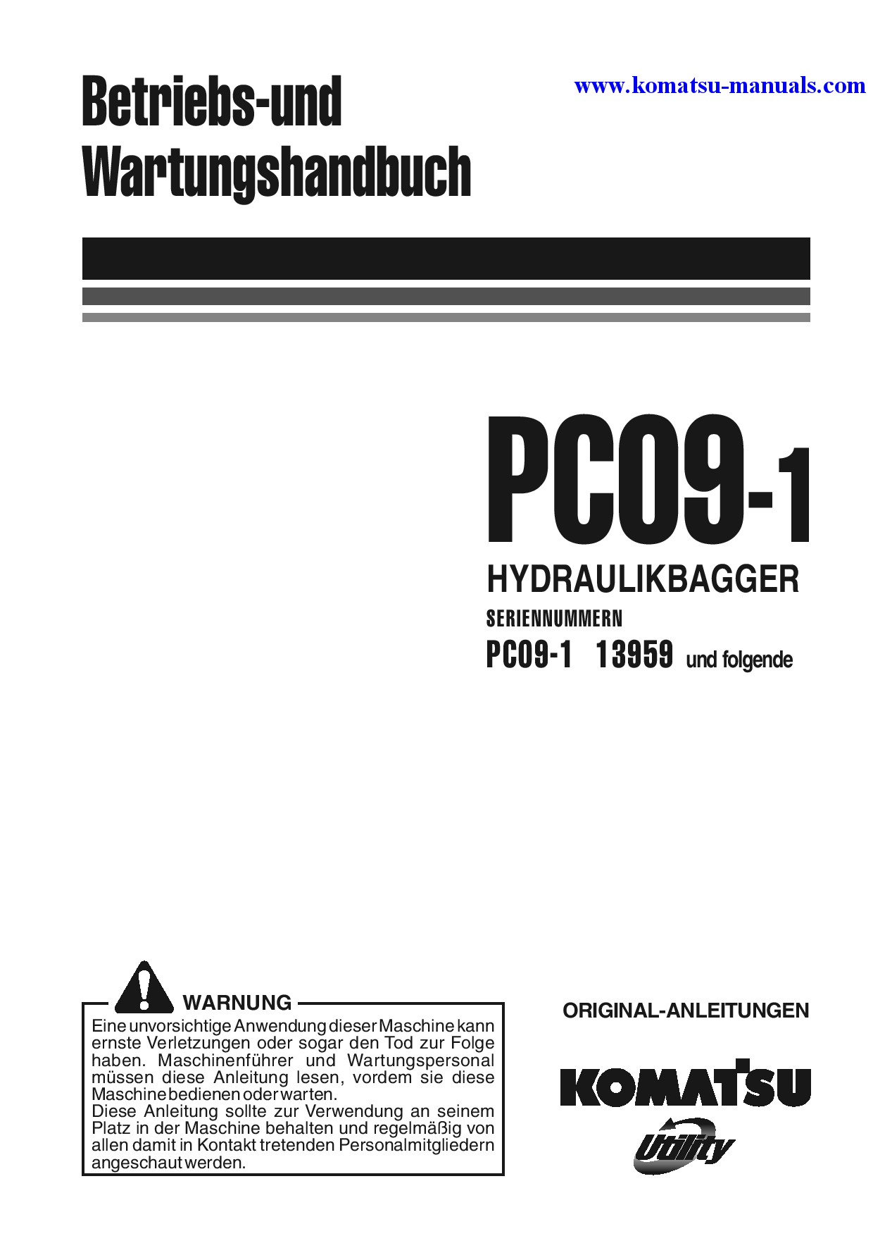 Komatsu pc09-1(ita) operation and maintenance manuals excavators crawler download Komatsu pc09-1(ita) operation and maintenance manuals excavators crawler download