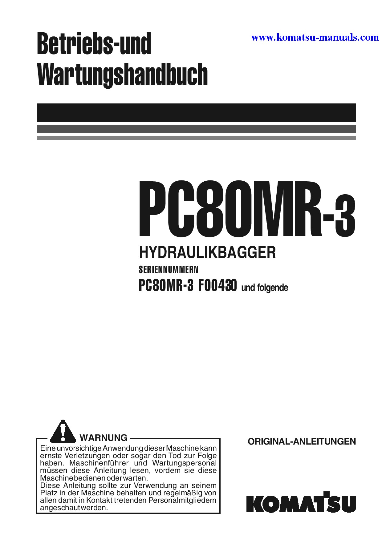 Komatsu pc80mr-3(ita) operation and maintenance manuals excavators crawler download Komatsu pc80mr-3(ita) operation and maintenance manuals excavators crawler download