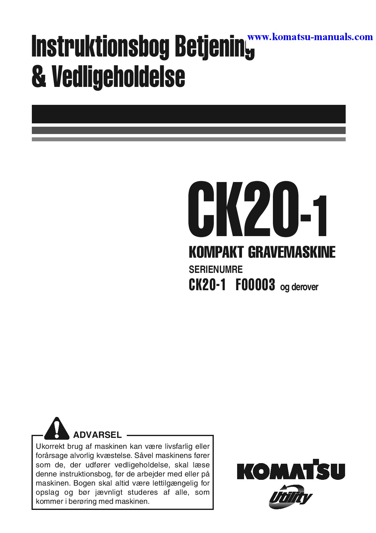 Komatsu ck20-1(ita) operation and maintenance manuals skid steer loaders download Komatsu ck20-1(ita) operation and maintenance manuals skid steer loaders download