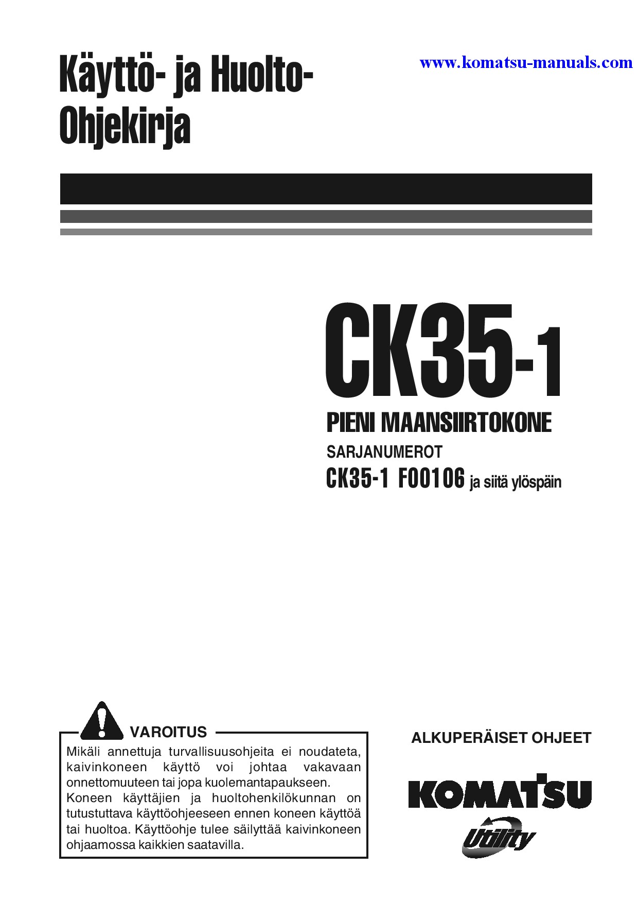 Komatsu ck35-1(ita) operation and maintenance manuals skid steer loaders download Komatsu ck35-1(ita) operation and maintenance manuals skid steer loaders download