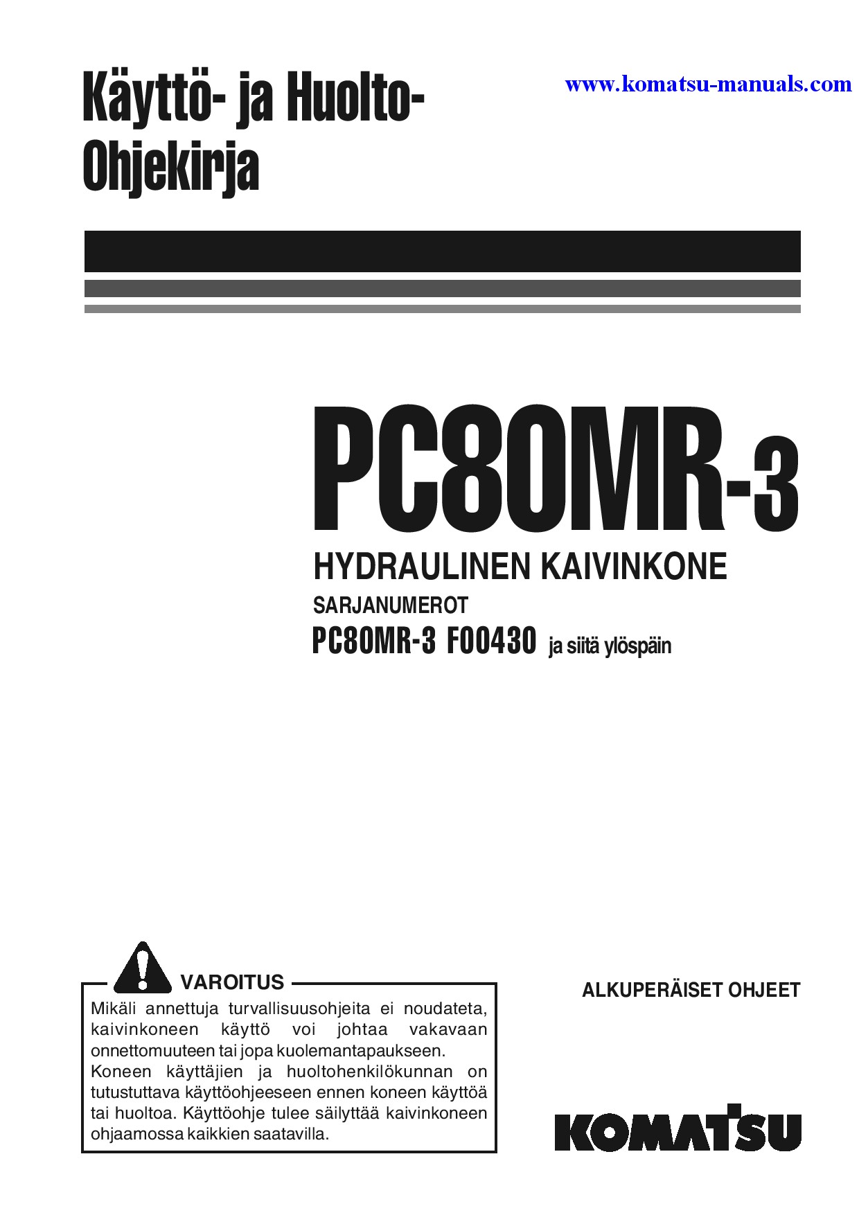 Komatsu pc80mr-3(ita) operation and maintenance manuals excavators crawler download Komatsu pc80mr-3(ita) operation and maintenance manuals excavators crawler download