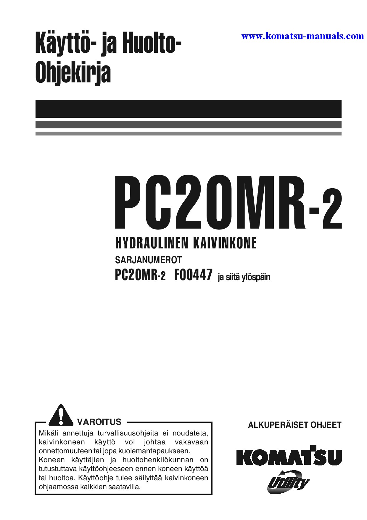 Komatsu pc20mr-2(ita) operation and maintenance manuals excavators crawler download Komatsu pc20mr-2(ita) operation and maintenance manuals excavators crawler download