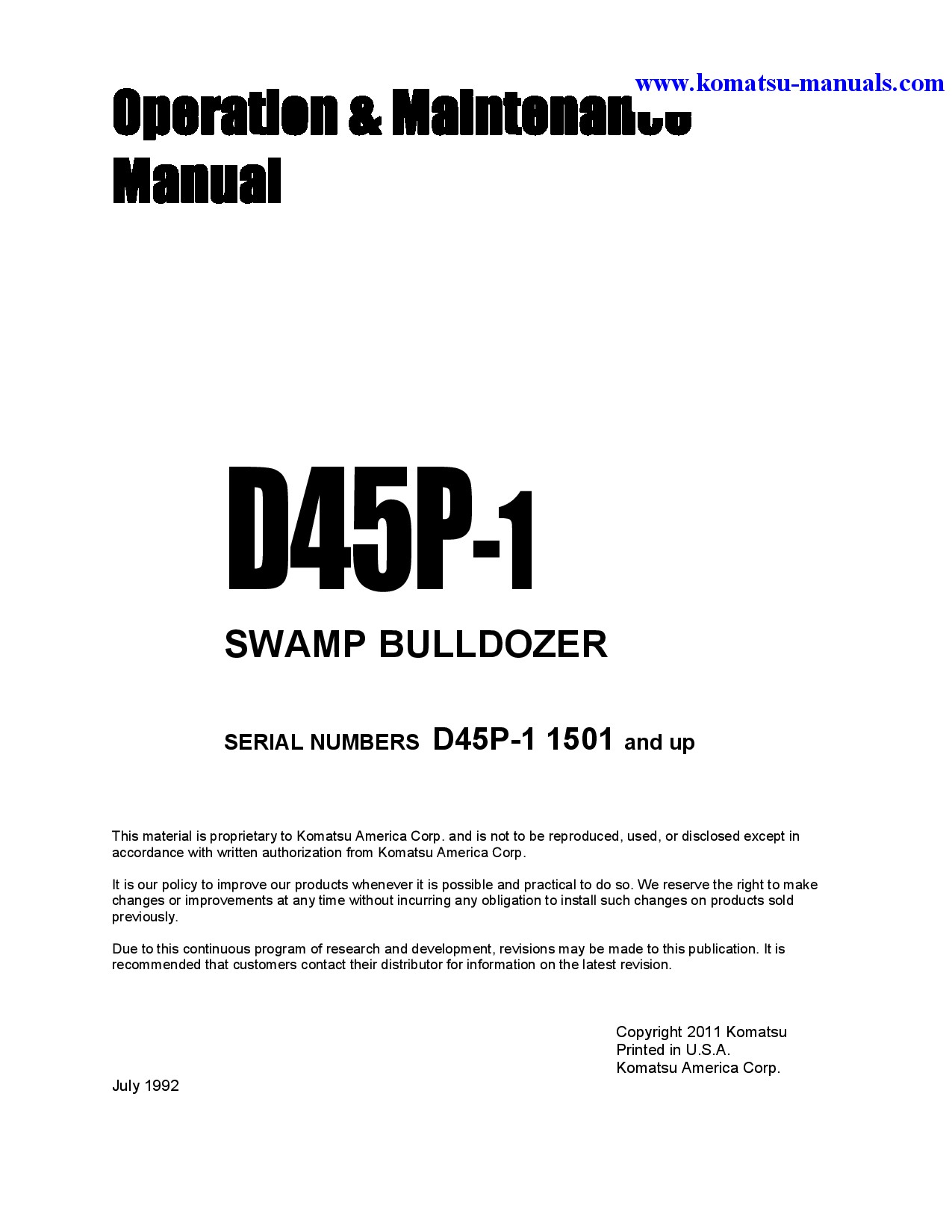 Komatsu d45p-1(jpn) operation and maintenance manuals bulldozers download Komatsu d45p-1(jpn) operation and maintenance manuals bulldozers download