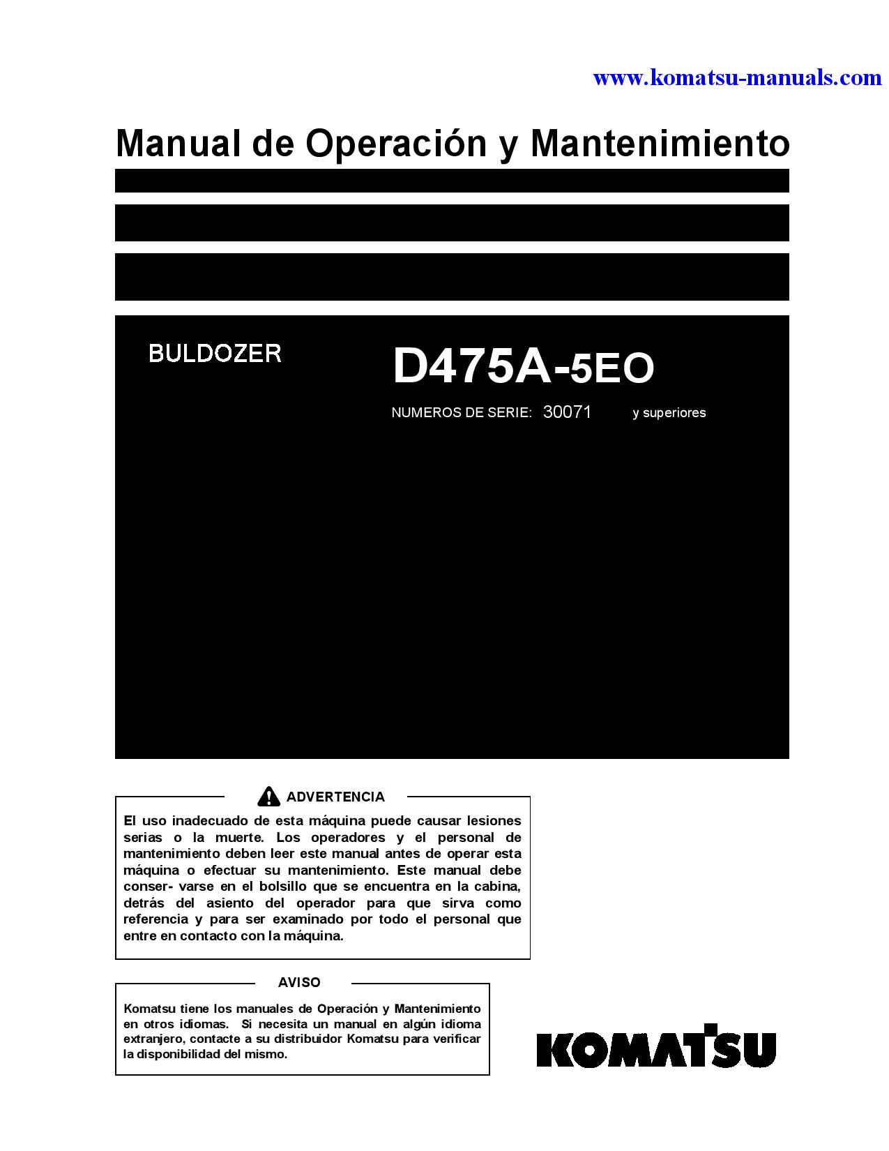 Komatsu d475a-5(jpn)-e0 operation and maintenance manuals bulldozers download Komatsu d475a-5(jpn)-e0 operation and maintenance manuals bulldozers download