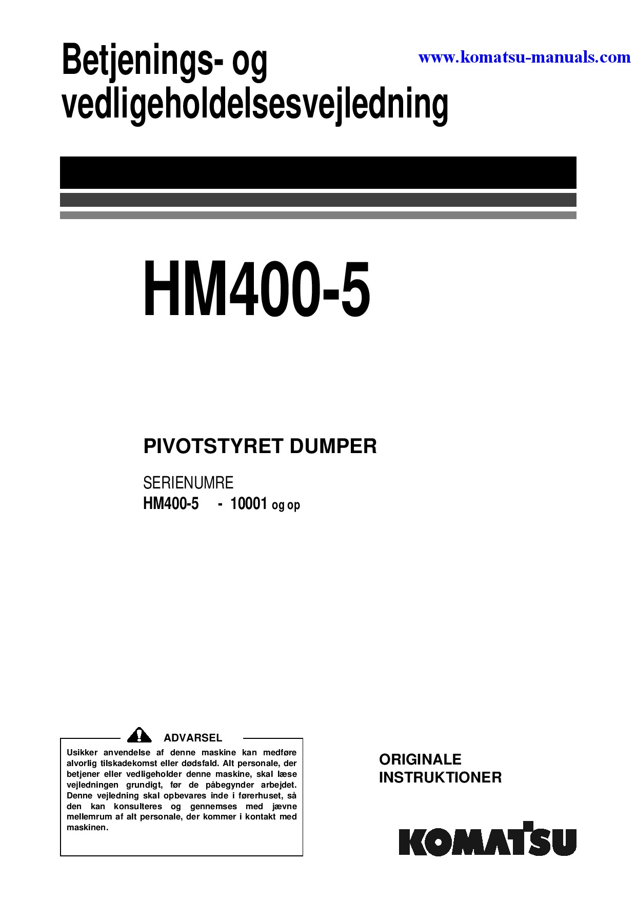 Komatsu hm400-5(jpn) operation and maintenance manuals dumptrucks articulated download Komatsu hm400-5(jpn) operation and maintenance manuals dumptrucks articulated download