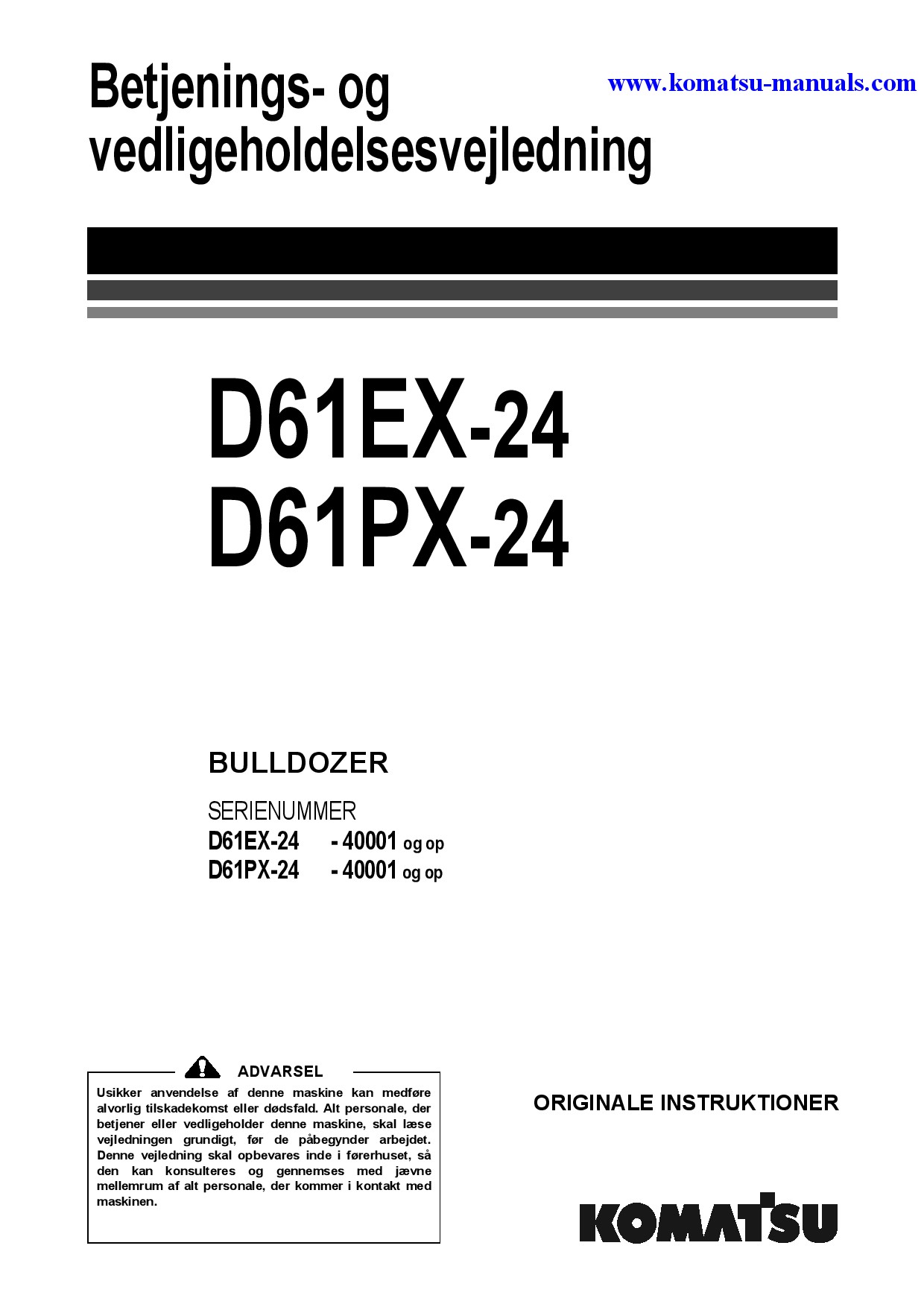 Komatsu d61ex-24(jpn) operation and maintenance manuals bulldozers download Komatsu d61ex-24(jpn) operation and maintenance manuals bulldozers download
