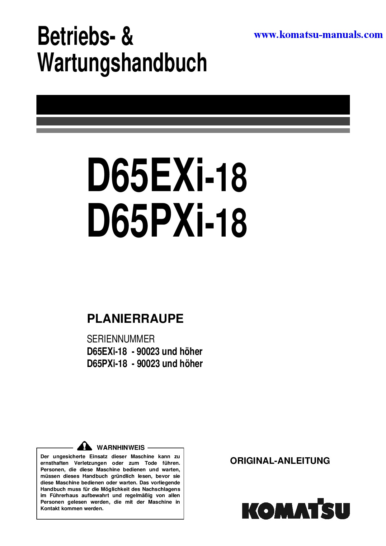 Komatsu d65pxi-18(jpn) operation and maintenance manuals bulldozers download Komatsu d65pxi-18(jpn) operation and maintenance manuals bulldozers download